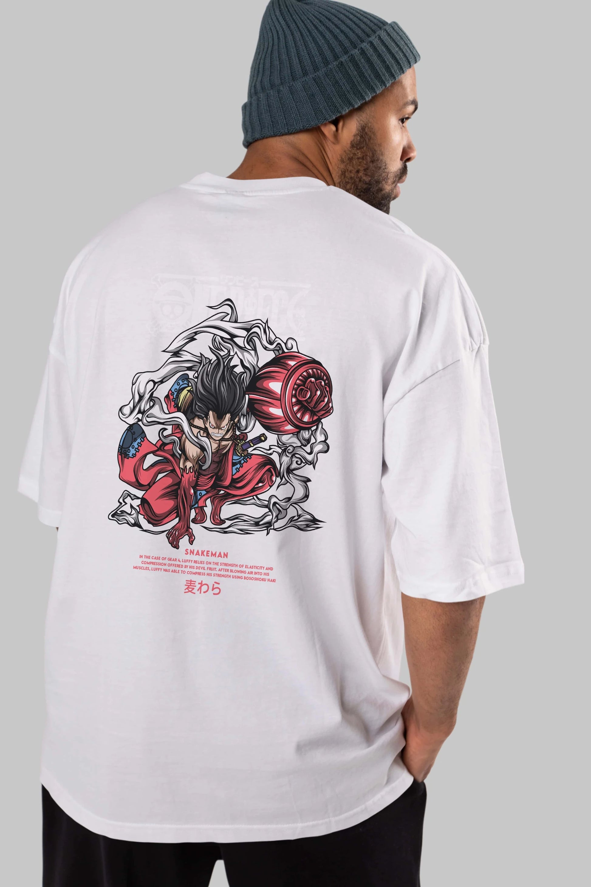 One Piece Snakeman Anime Arka Baskılı Oversize t-shirt Erkek Kadın Unisex