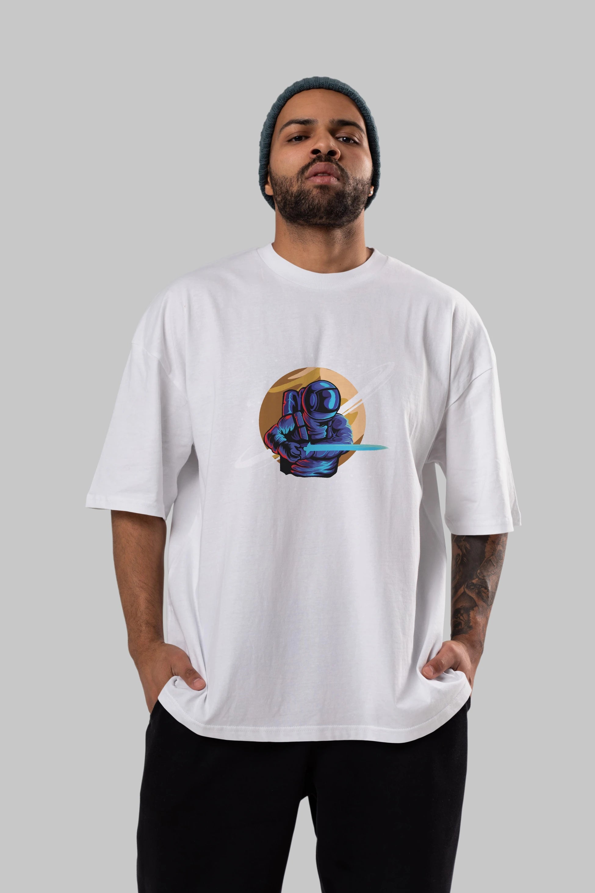 Astro Knight Ön Baskılı Oversize t-shirt Erkek Kadın Unisex