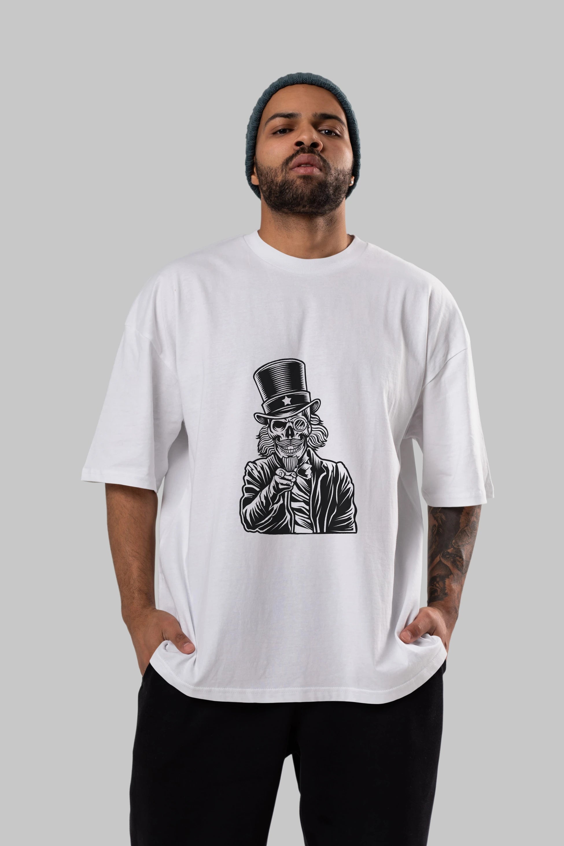 I Want You Skull Ön Baskılı Oversize t-shirt Erkek Kadın Unisex %100 Pamuk tişort
