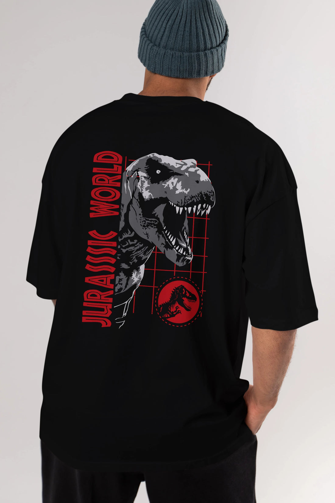 Jurassic Park (2) Arka Baskılı Oversize t-shirt Erkek Kadın Unisex %100 Pamuk Bisiklet Yaka tişort