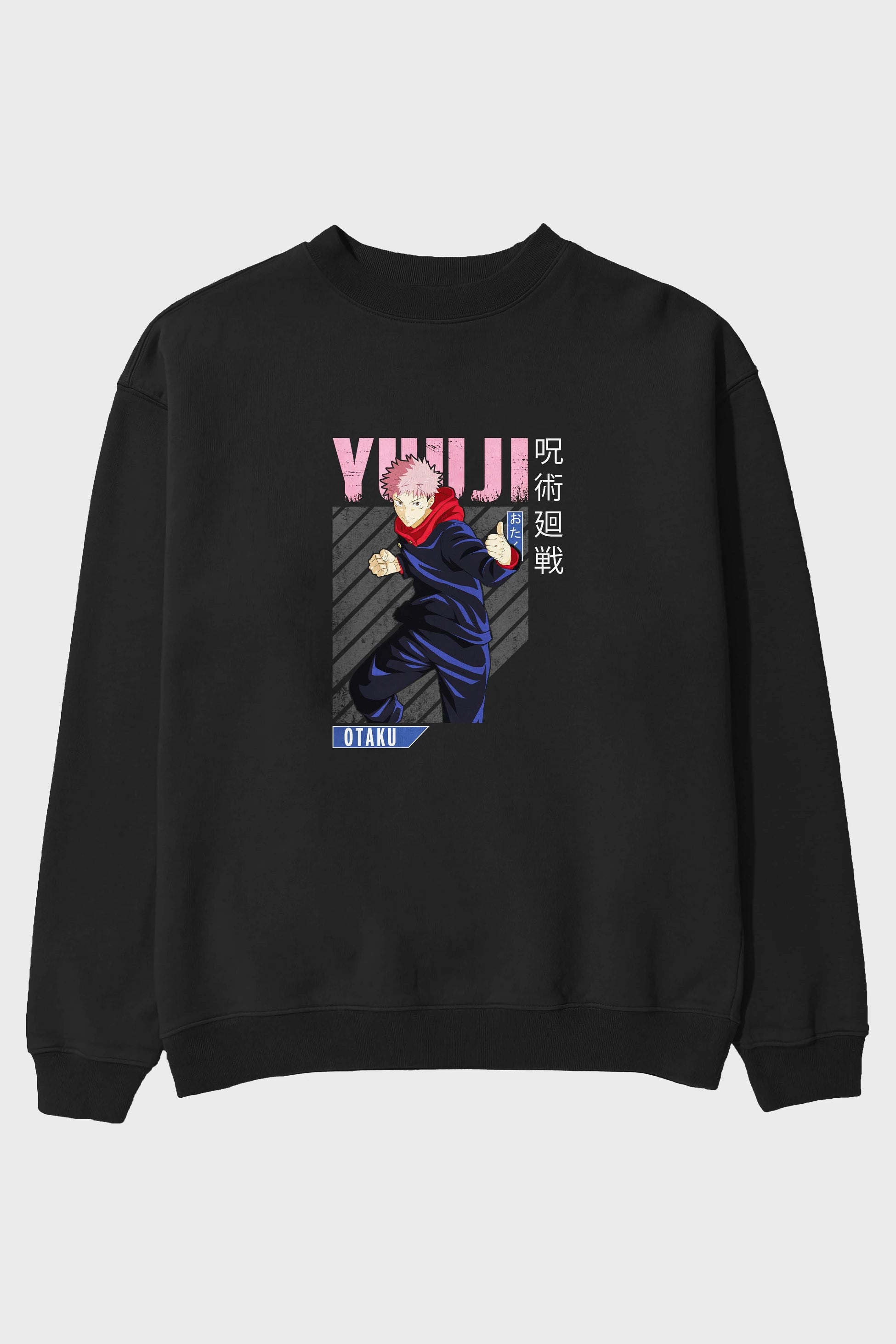 Yuuji Itadori Anime Ön Baskılı Oversize Sweatshirt Erkek Kadın Unisex