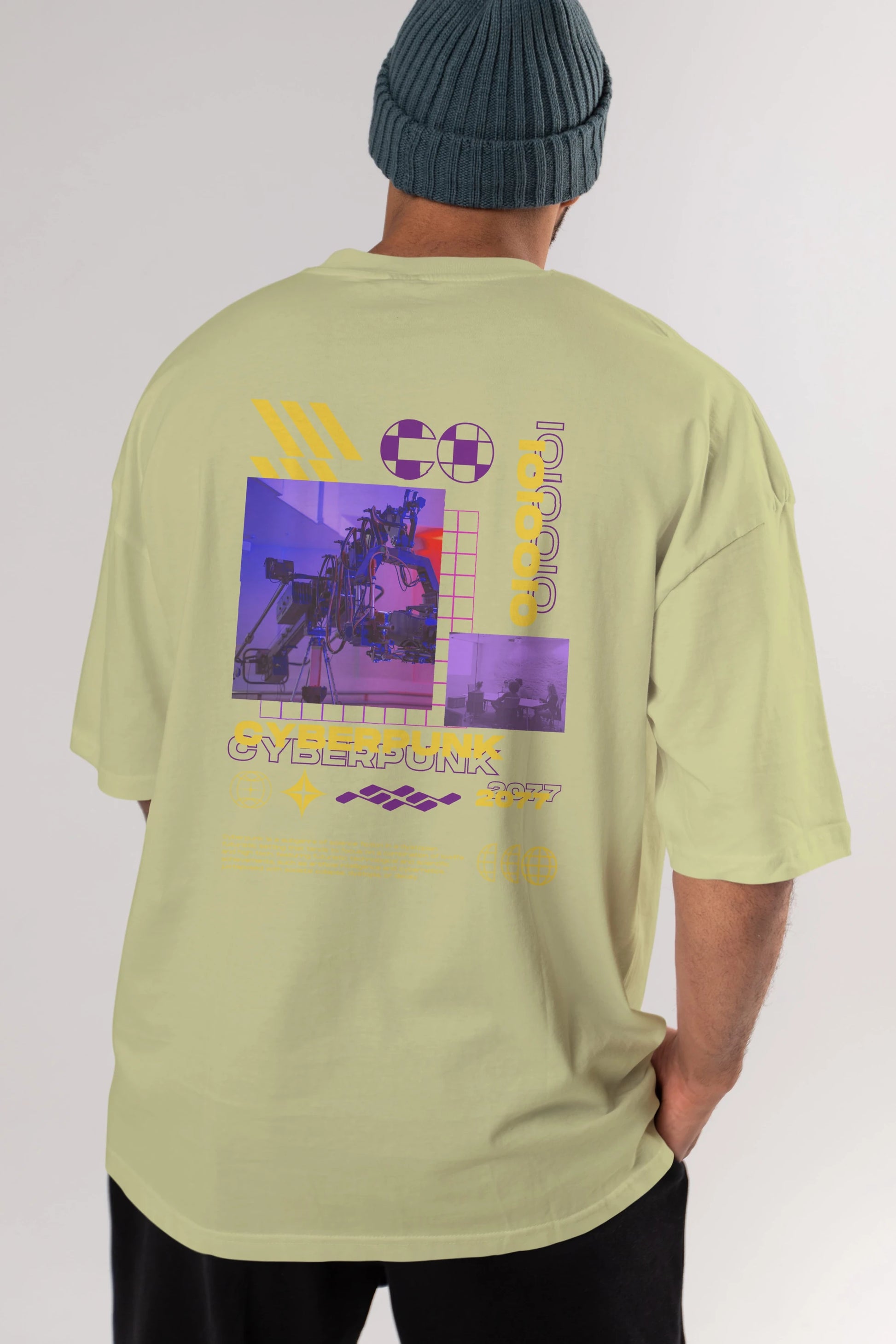 Cyberpunk Yazılı Arka Baskılı Oversize t-shirt Erkek Kadın Unisex