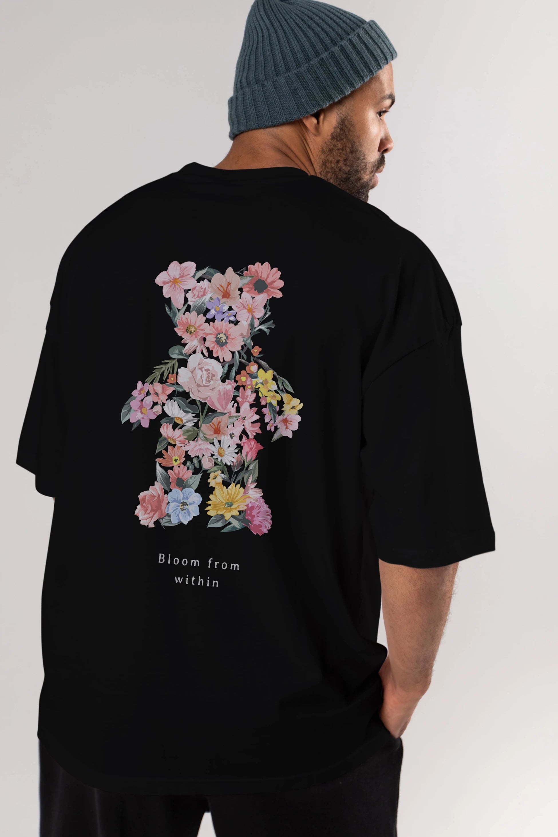 Bloom from Bear Arka Baskılı Oversize t-shirt Erkek Kadın Unisex