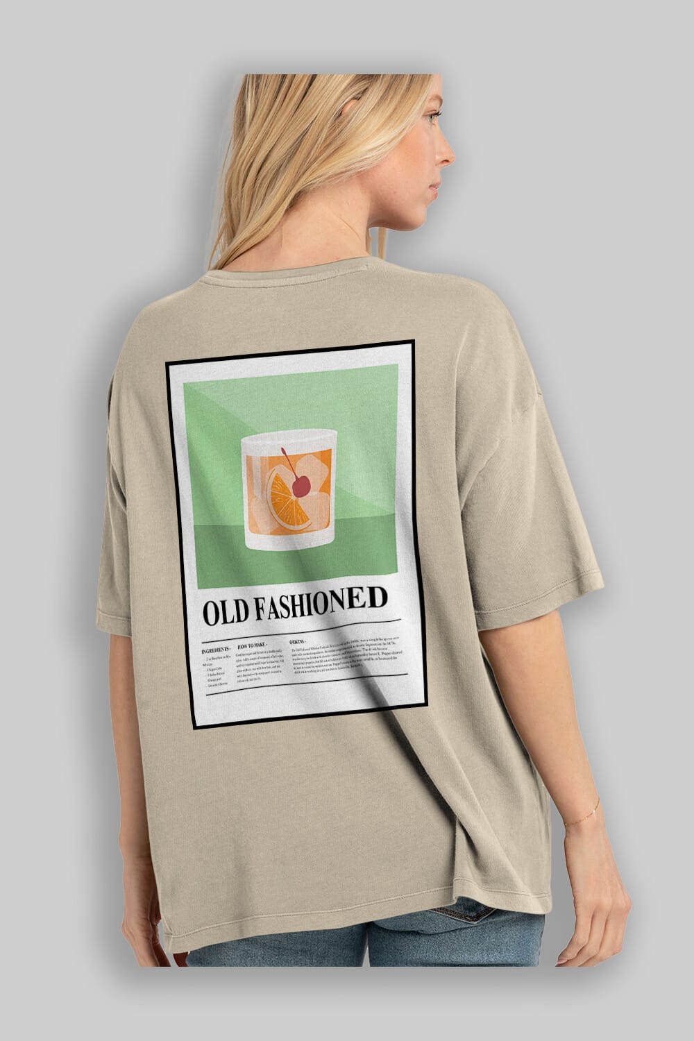 Old Fashioned Arka Baskılı Oversize t-shirt Erkek Kadın Unisex %100 Pamuk Bisiklet Yaka tişort