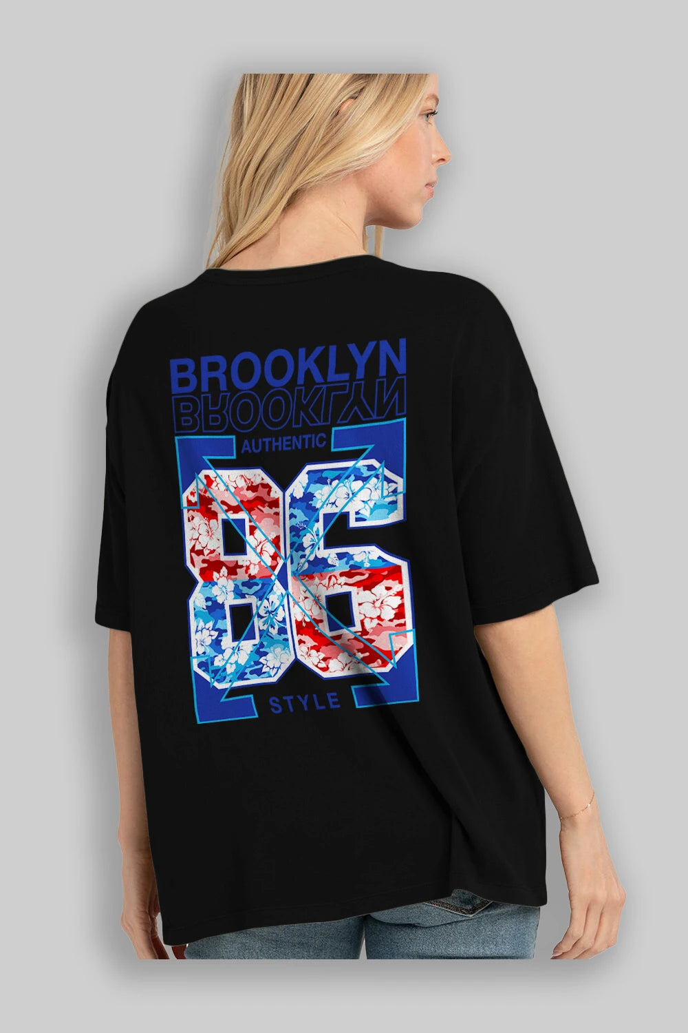 Brooklyn 86 Style Arka Baskılı Oversize t-shirt Erkek Kadın Unisex