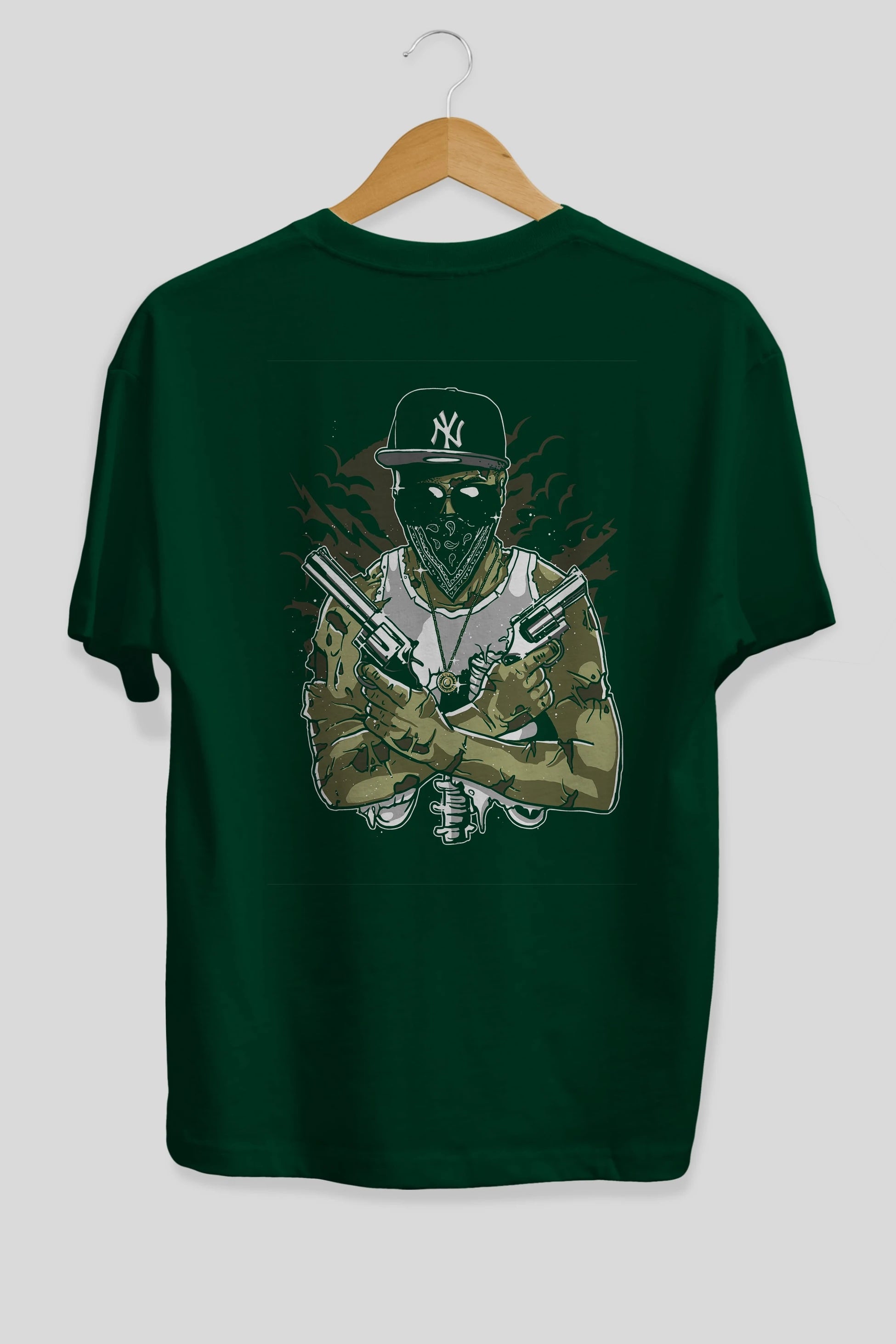 Gangsta Zombie Arka Baskılı Oversize t-shirt Erkek Kadın Unisex %100 Pamuk