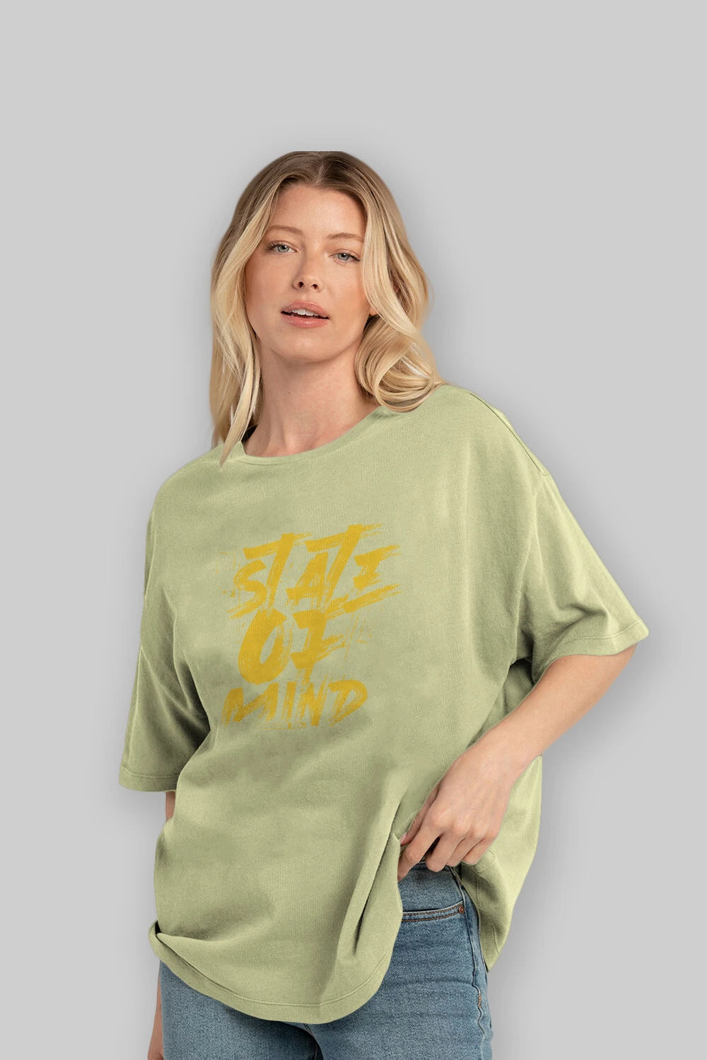 State on Mind Ön Baskılı Oversize t-shirt Erkek Kadın Unisex