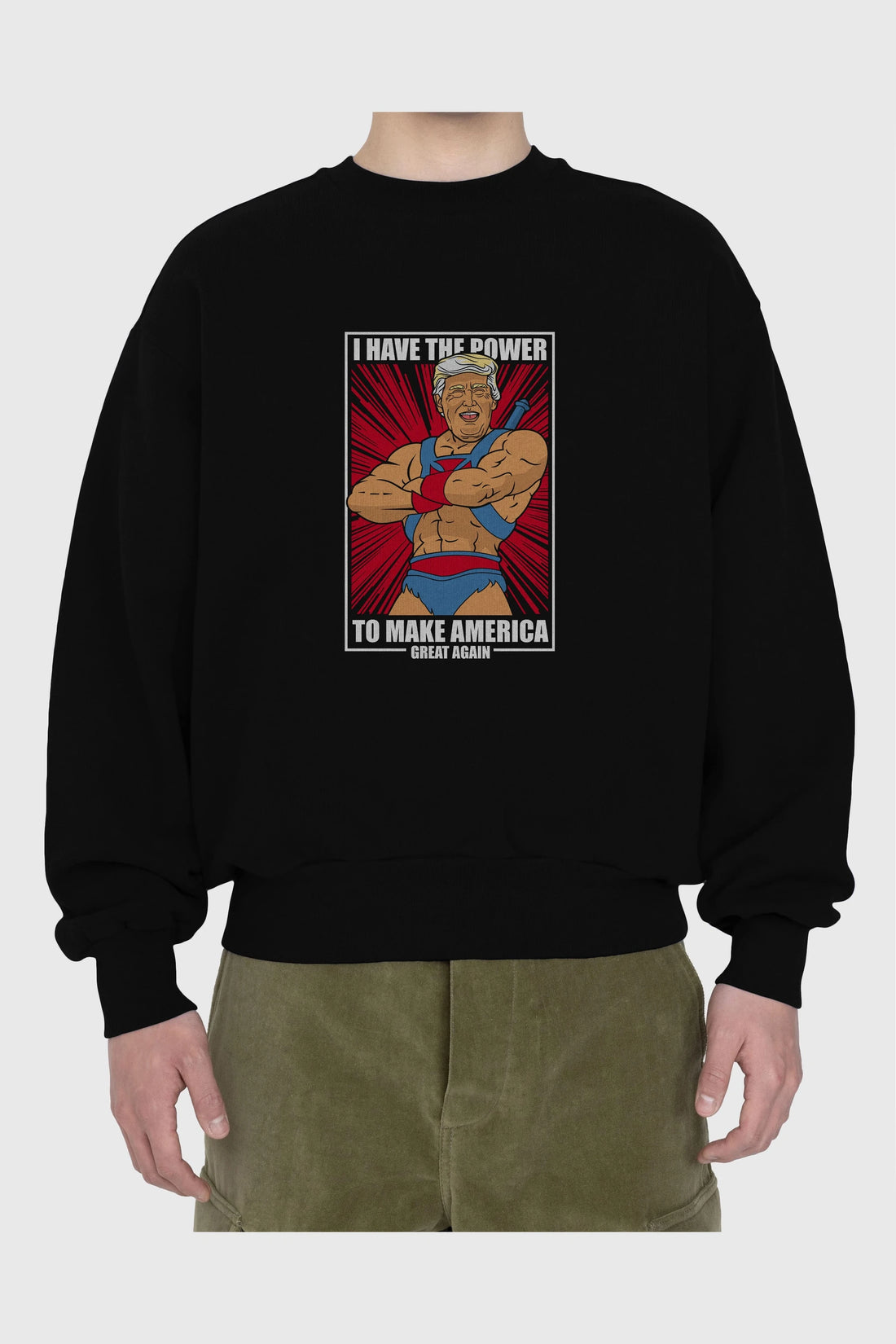 Trump Heman Ön Baskılı Oversize Sweatshirt Erkek Kadın Unisex