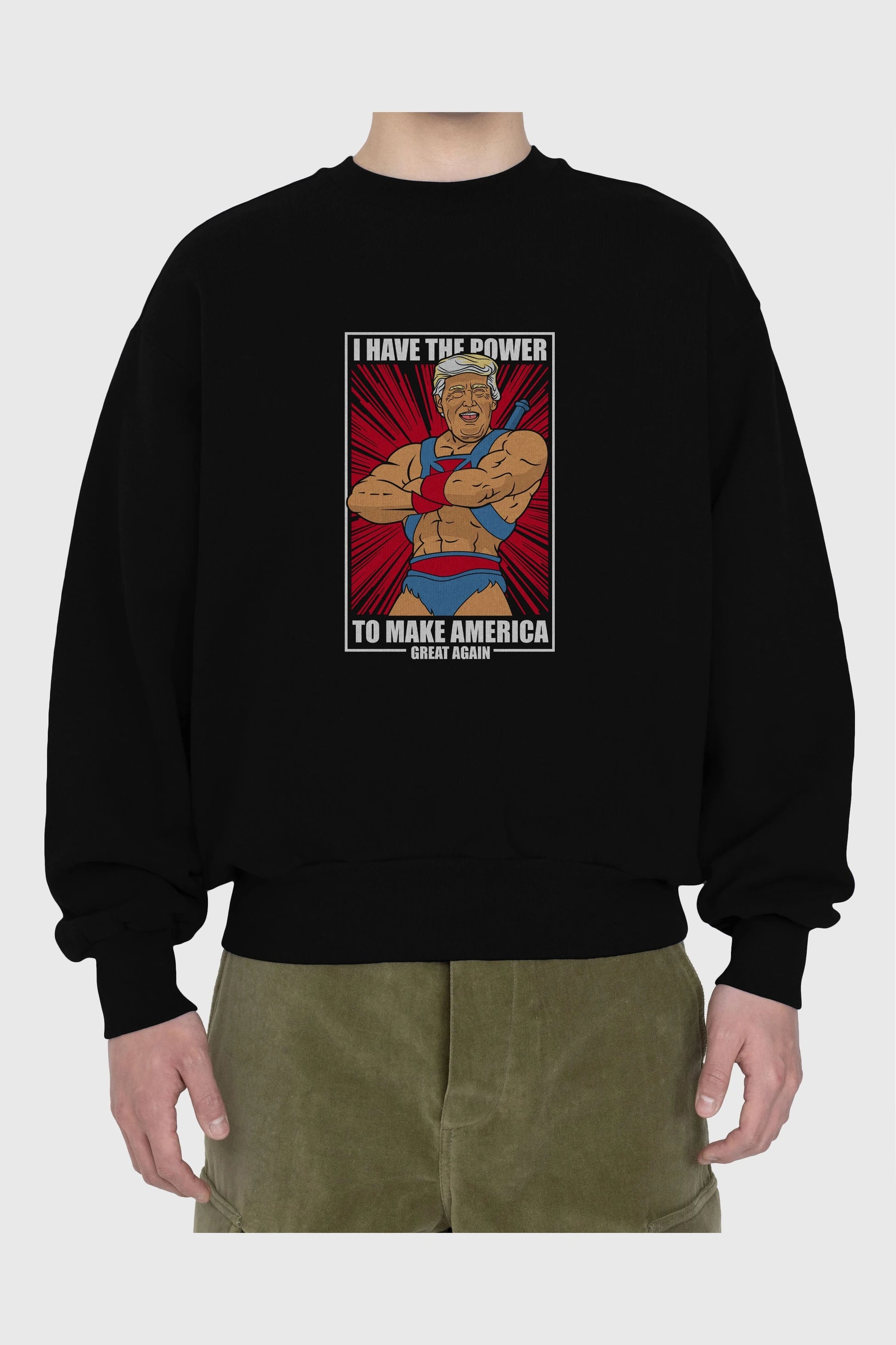 Trump Heman Ön Baskılı Oversize Sweatshirt Erkek Kadın Unisex