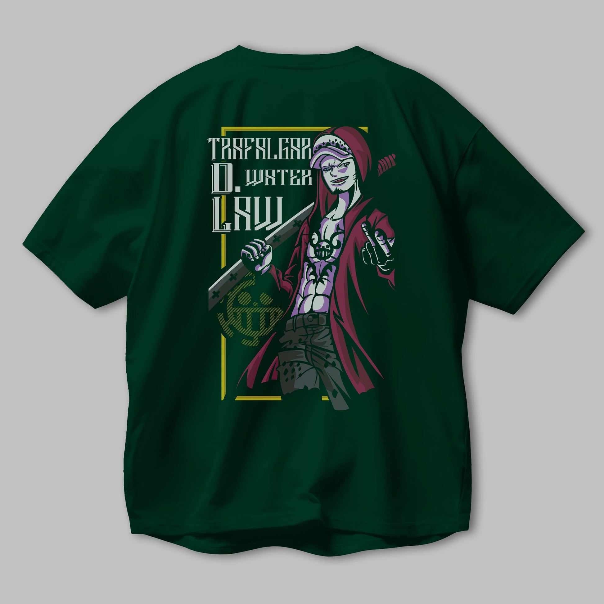Trafalgar D. Water Law Anime Arka Baskılı Oversize t-shirt Erkek Kadın Unisex %100 pamuk tişort