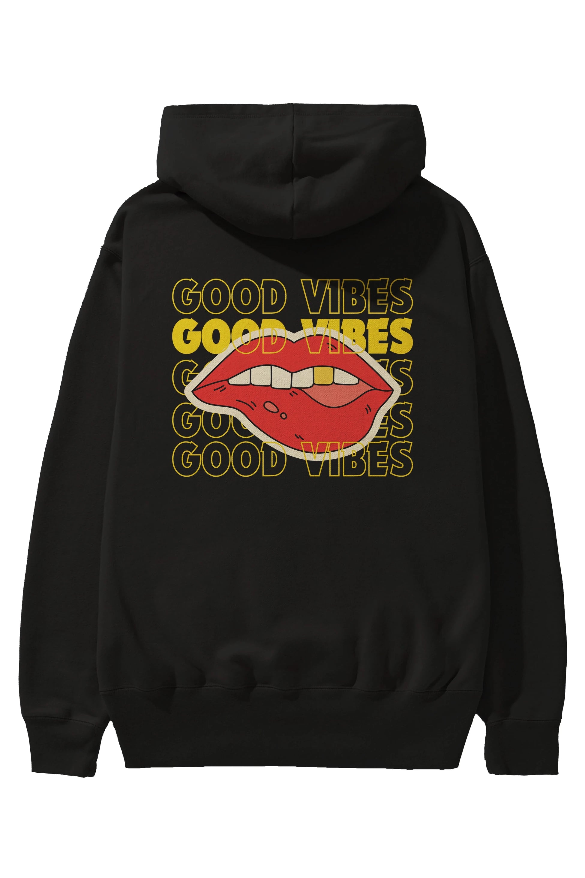 Good Vibes Yazılı 2 Arka Baskılı Oversize Hoodie Kapüşonlu Sweatshirt Erkek Kadın Unisex