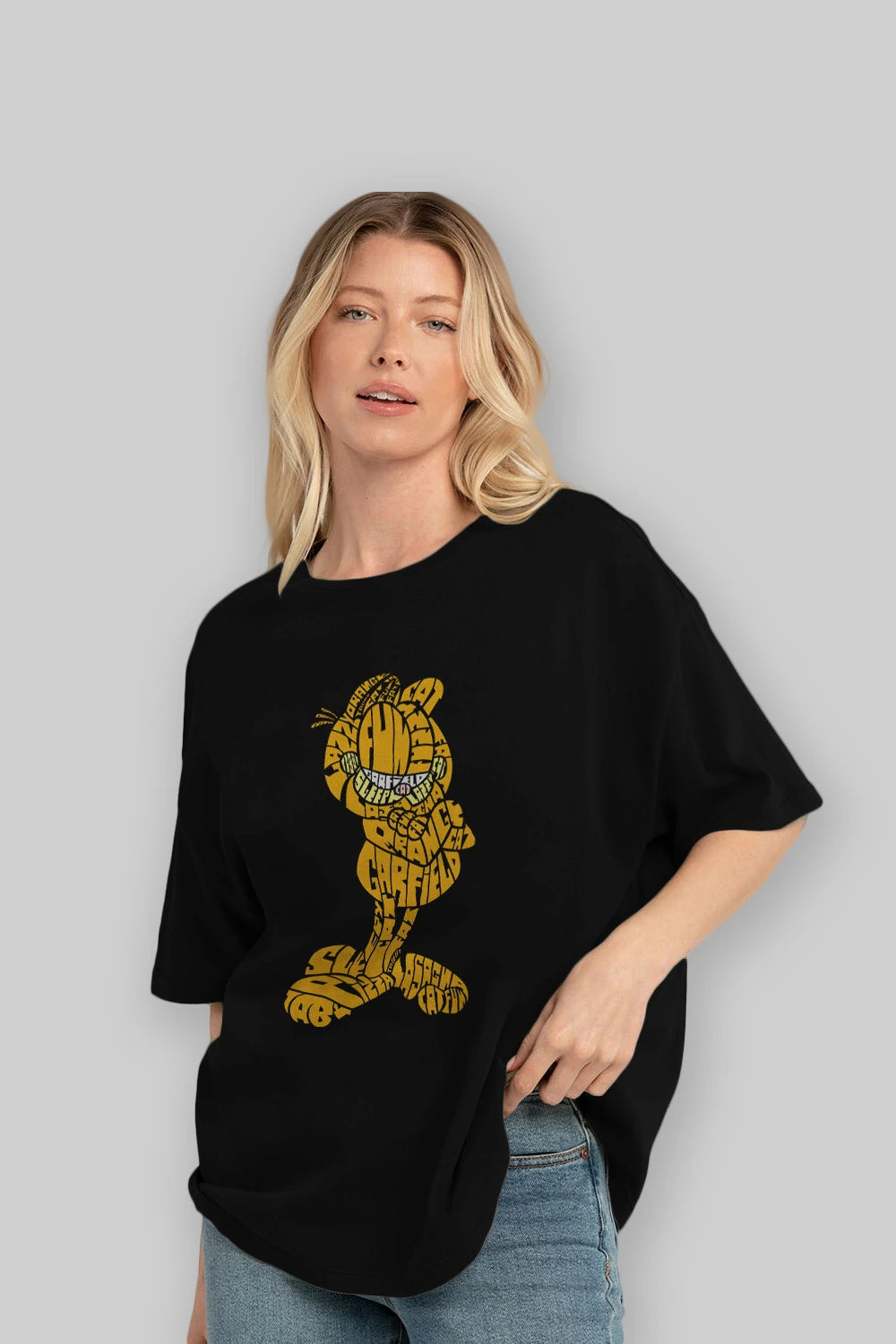 Garfield Ön Baskılı Oversize t-shirt %100 pamuk Erkek Kadın Unisex