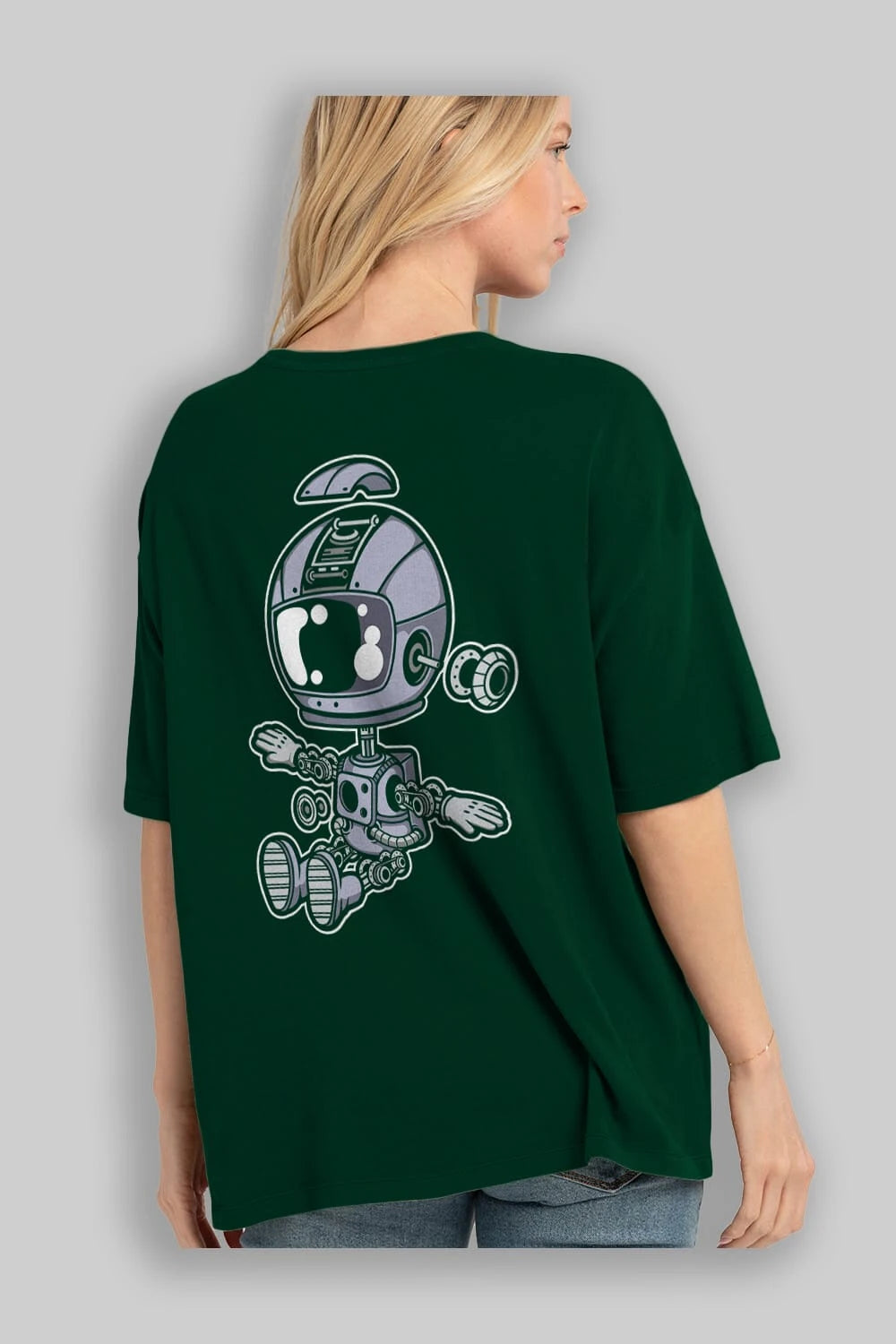 Astronaut Robot Arka Baskılı Oversize t-shirt Erkek Kadın Unisex