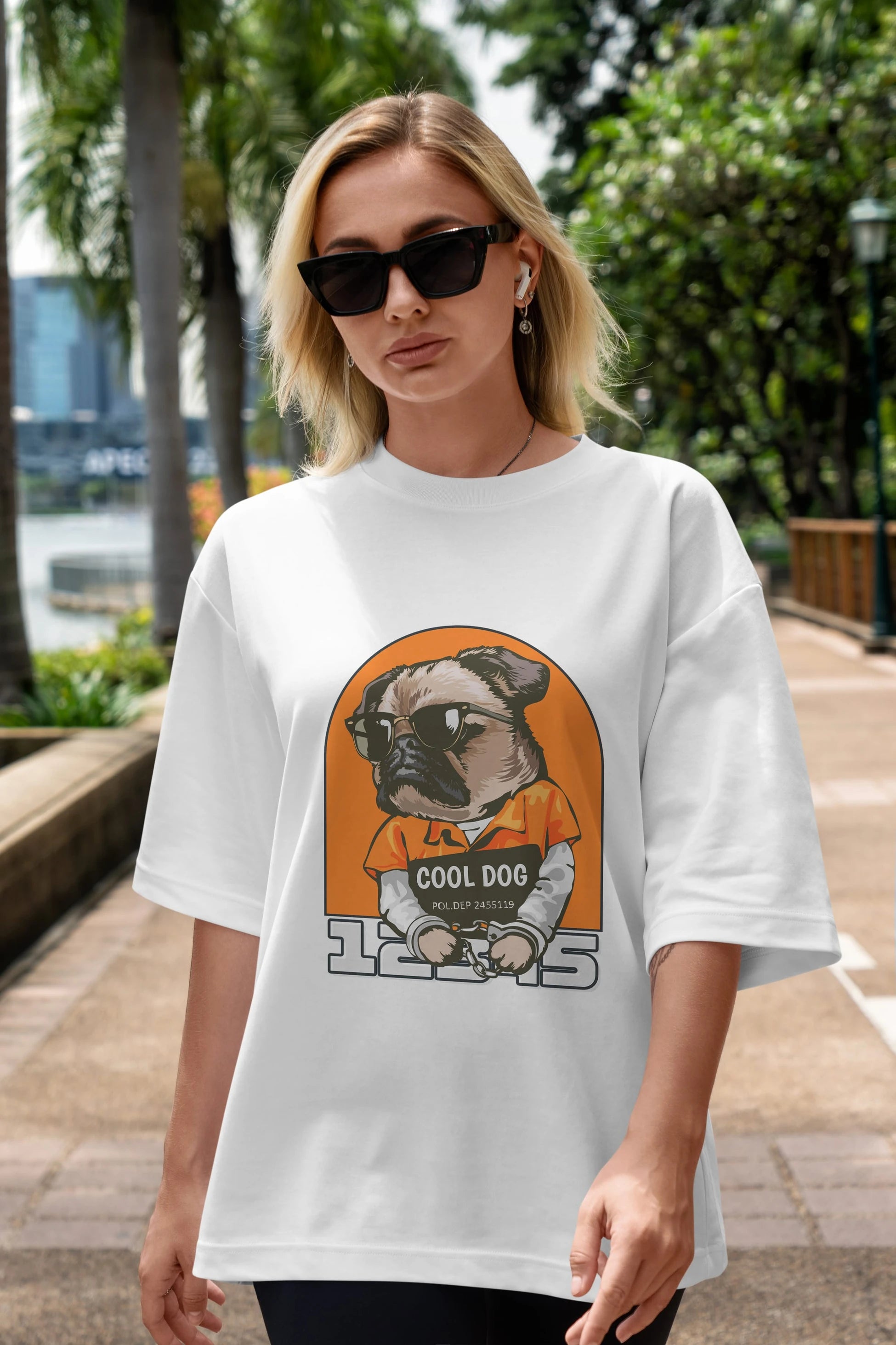 Cool Dog Ön Baskılı Oversize t-shirt Erkek Kadın Unisex