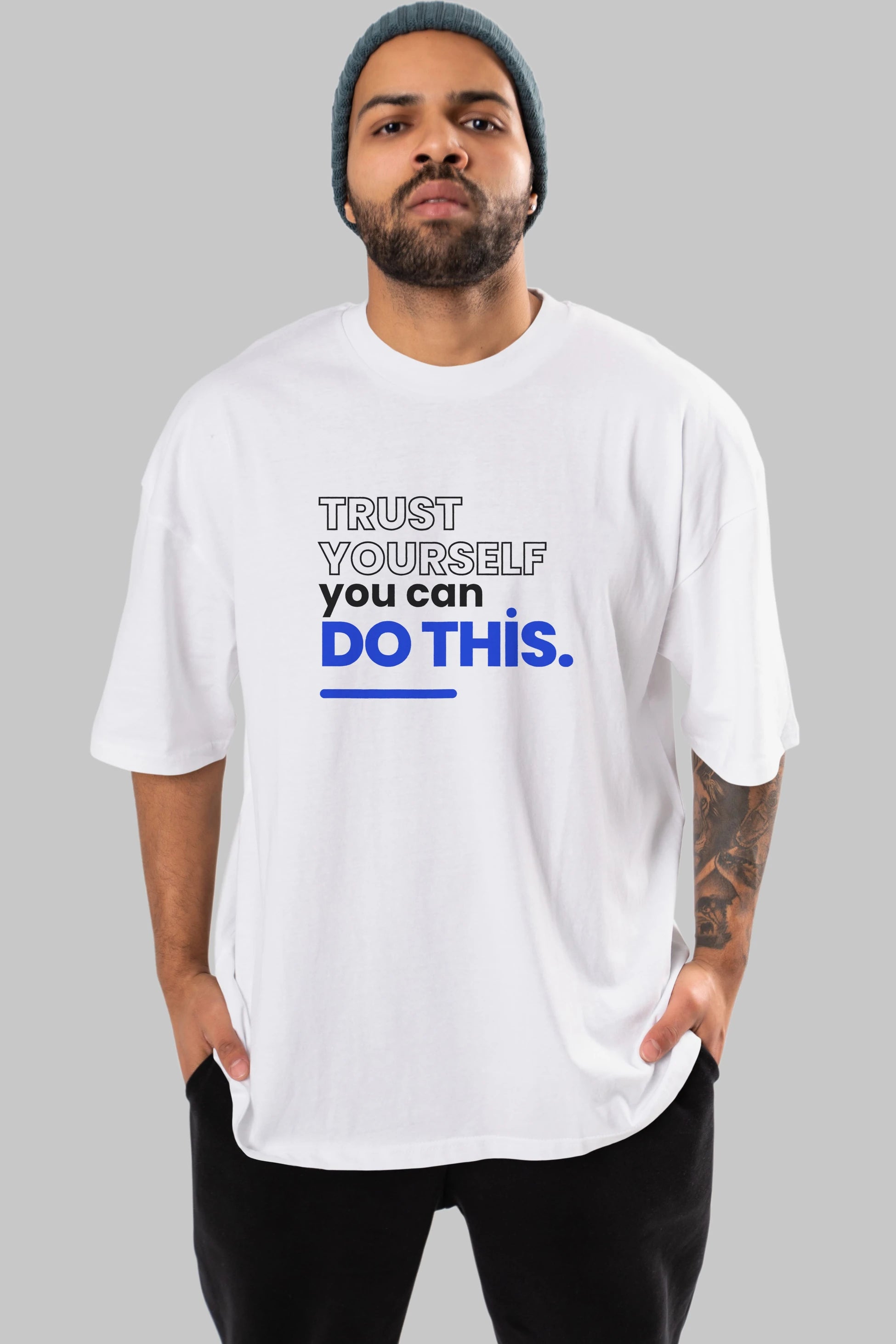 Trust Yourself Yazılı Ön Baskılı Oversize t-shirt Erkek Kadın Unisex