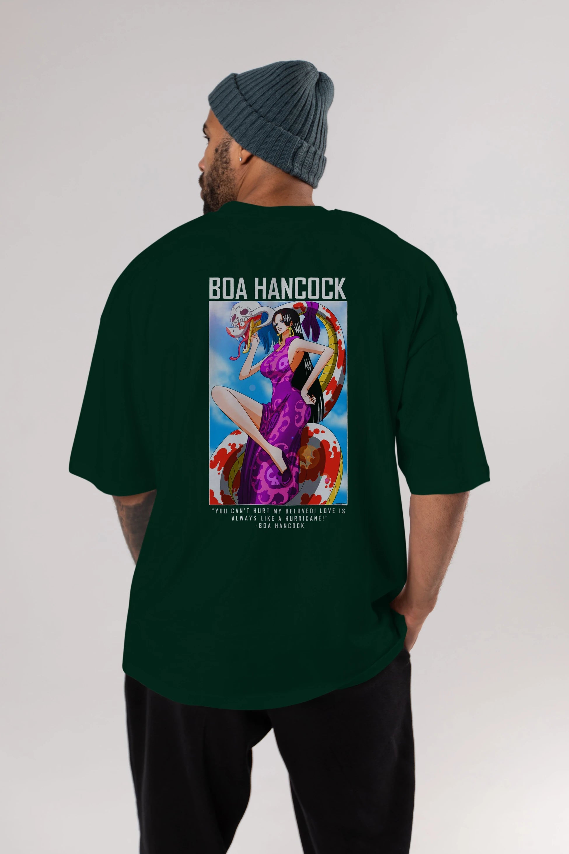 Boa Hancock Anime Arka Baskılı Oversize t-shirt Erkek Kadın Unisex %100 pamuk tişort