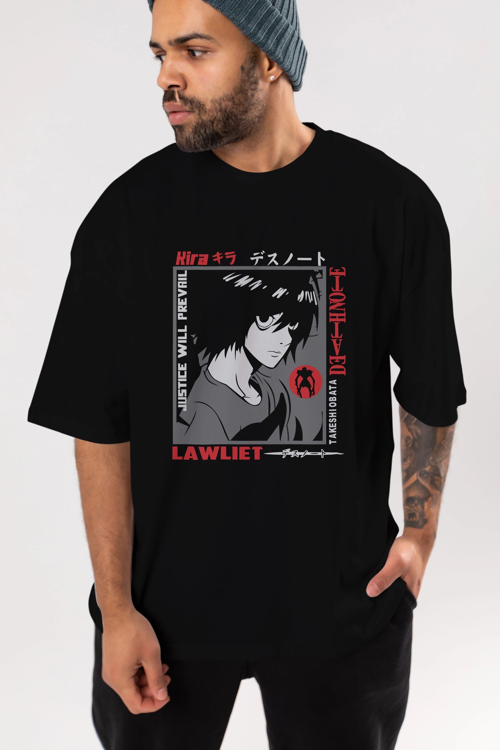 DEATH NOTE Anime Ön Baskılı Oversize t-shirt %100 pamuk Erkek Kadın Unisex