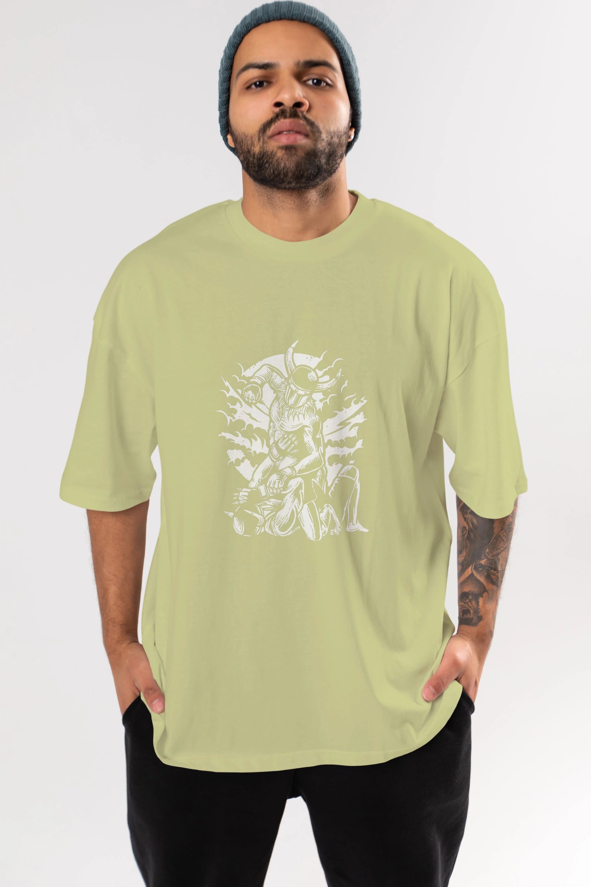 Viking MMA Fighter Ön Baskılı Oversize t-shirt Erkek Kadın Unisex %100 Pamuk tişort