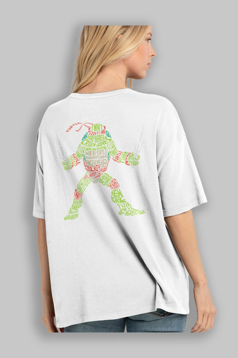 Ninja Turtle Arka Baskılı Oversize t-shirt %100 pamuk Erkek Kadın Unisex