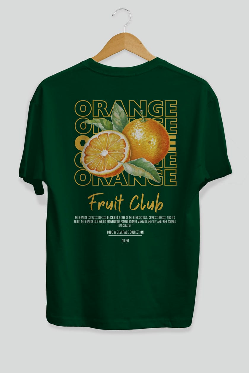 Orange Arka Baskılı Oversize t-shirt Erkek Kadın Pamuk Bisiklet Yaka tişort
