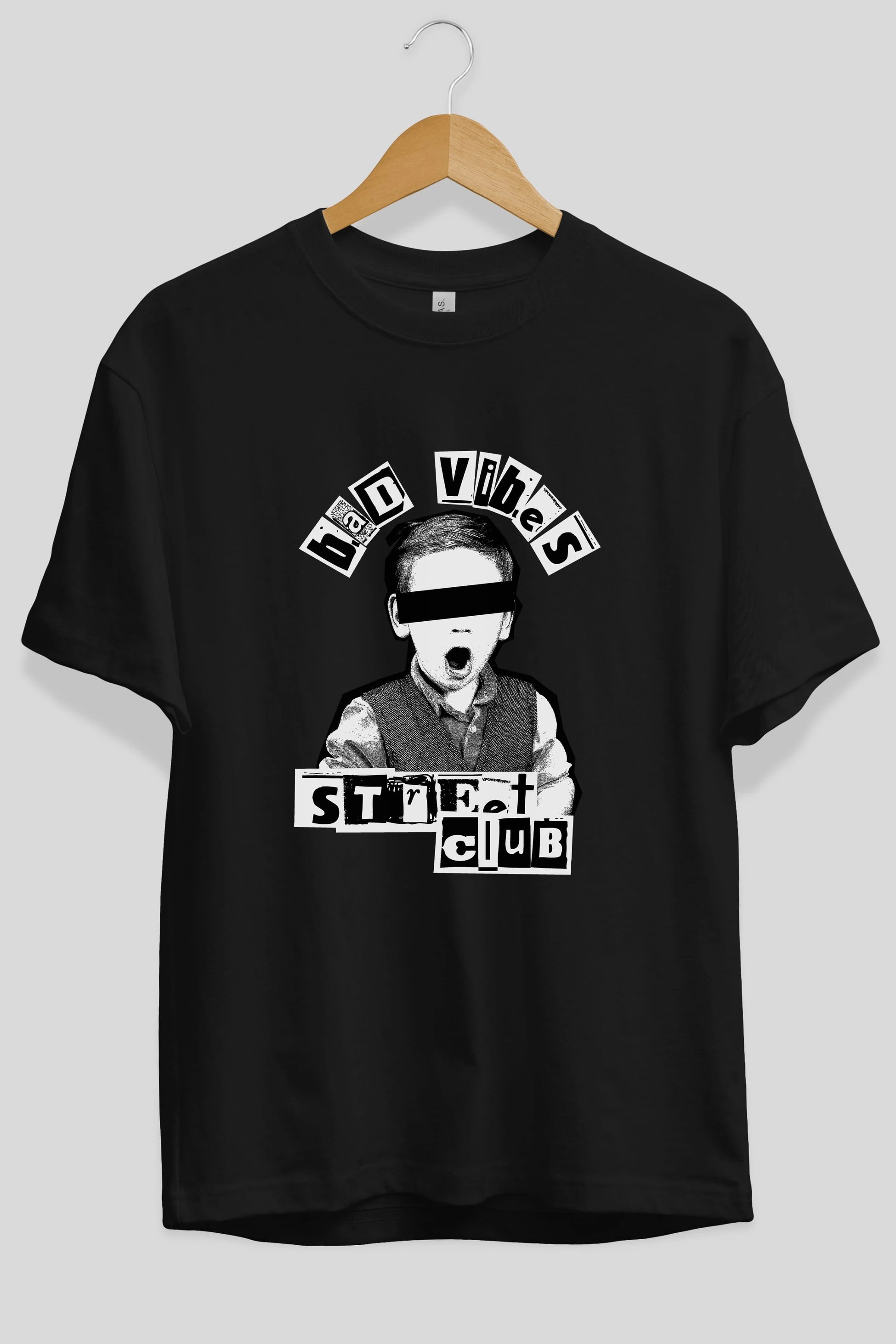 Bad Vibes Street Club Ön Baskılı Oversize t-shirt Erkek Kadın Unisex