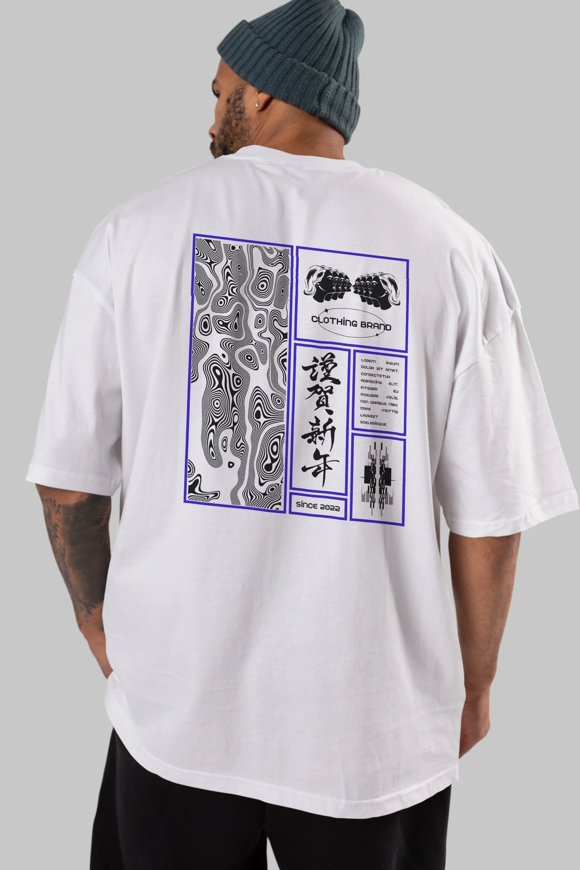 Neon Japanese Streetwear Arka Baskılı Oversize t-shirt Erkek Kadın Unisex