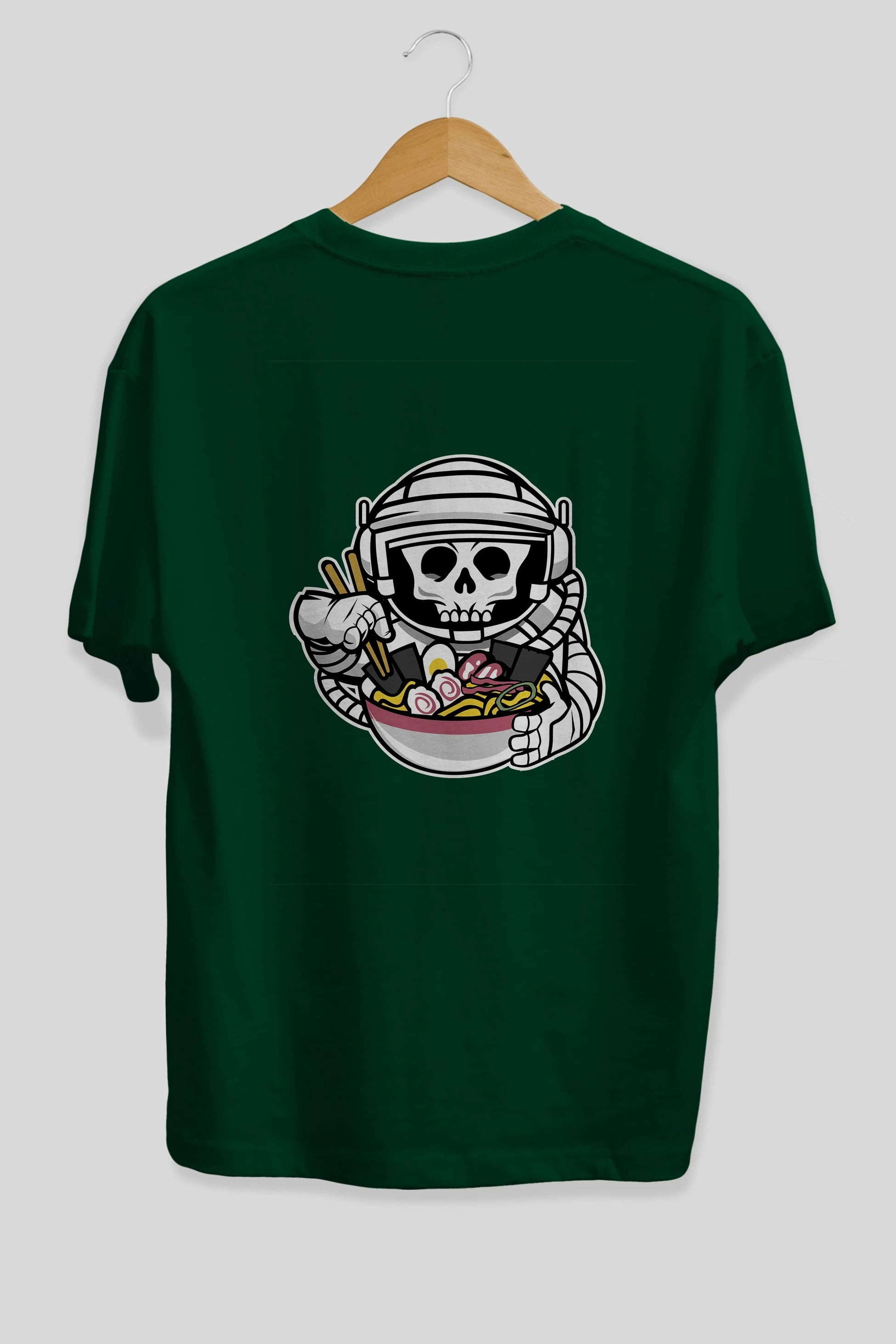 Astronaut Ramen Arka Baskılı Oversize t-shirt Erkek Kadın Unisex %100 Pamuk tişort