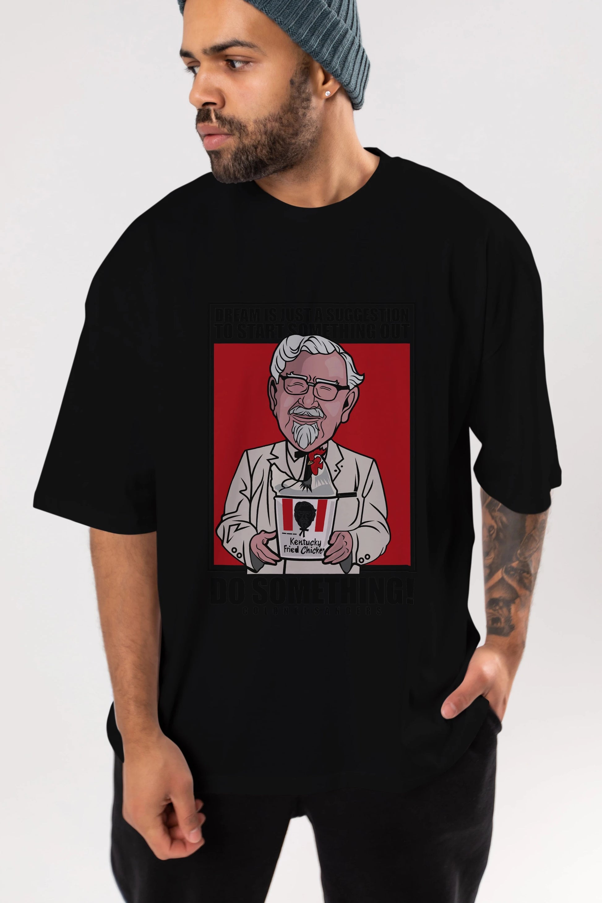 Colonel Sanders Ön Baskılı Oversize t-shirt Erkek Kadın Unisex %100 Pamuk tişort