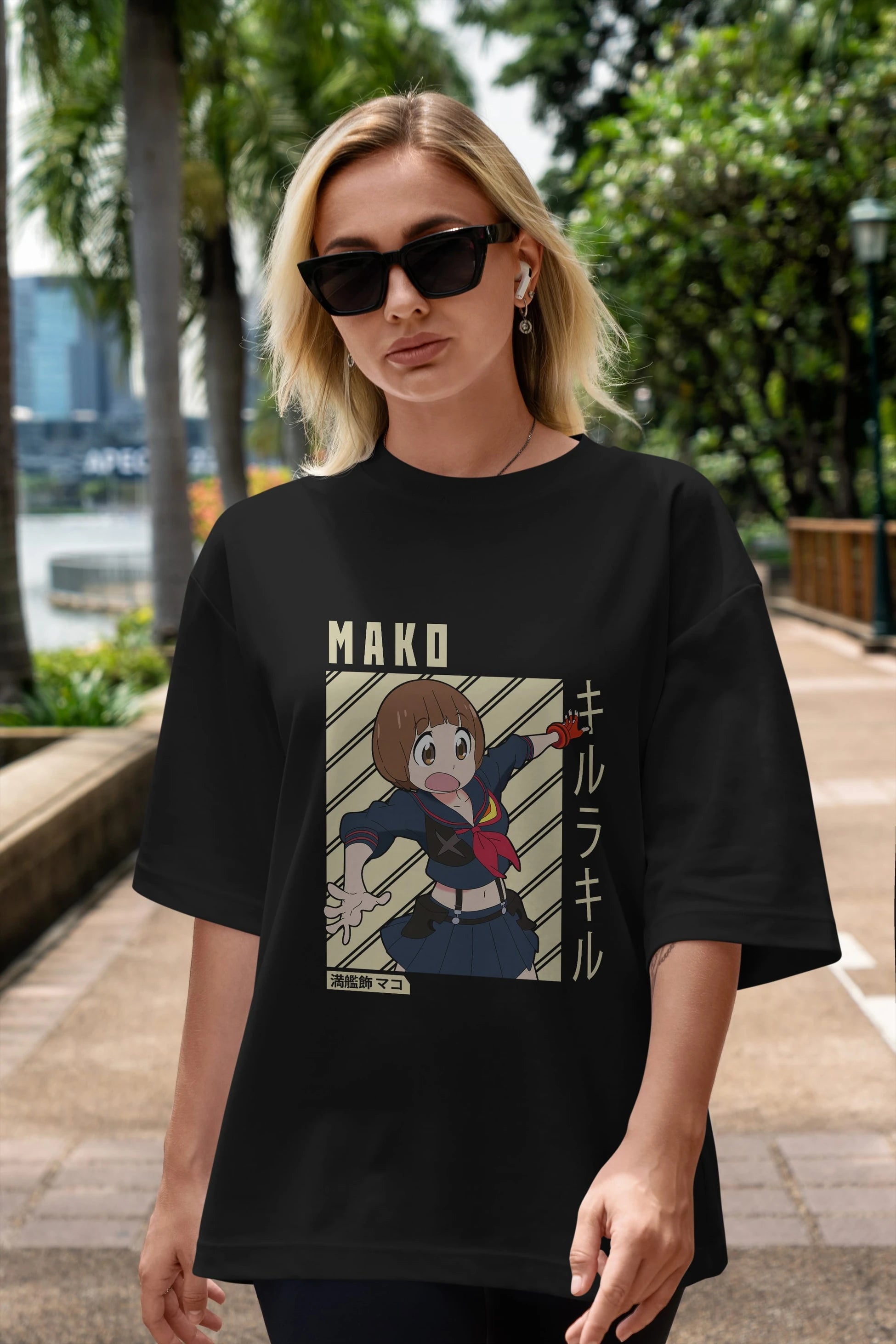 Mako Mankanshoku 1 Anime Ön Baskılı Oversize t-shirt %100 pamuk Erkek Kadın Unisex