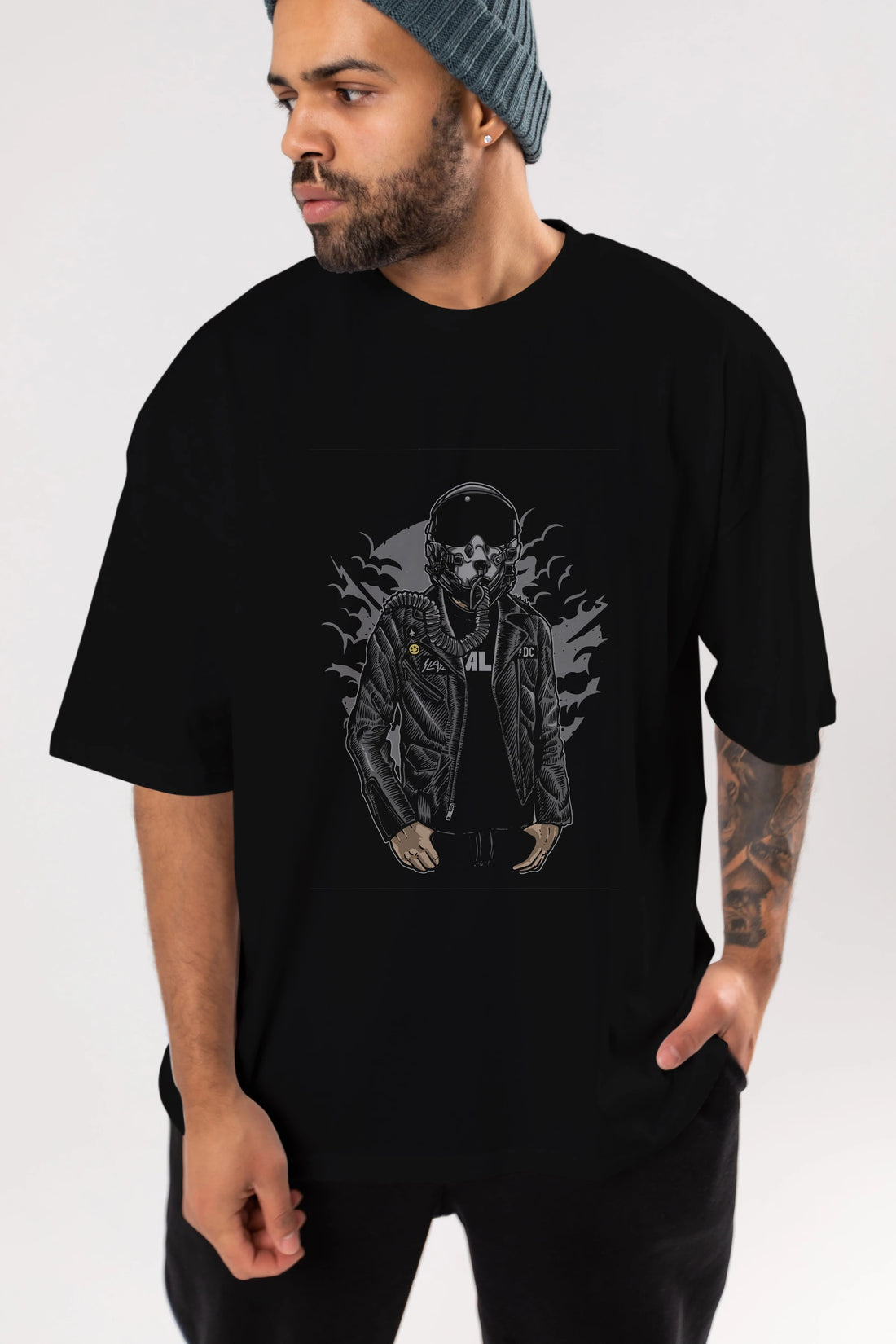 Sky Fighter Ön Baskılı Oversize t-shirt Erkek Kadın Unisex %100 Pamuk tişort
