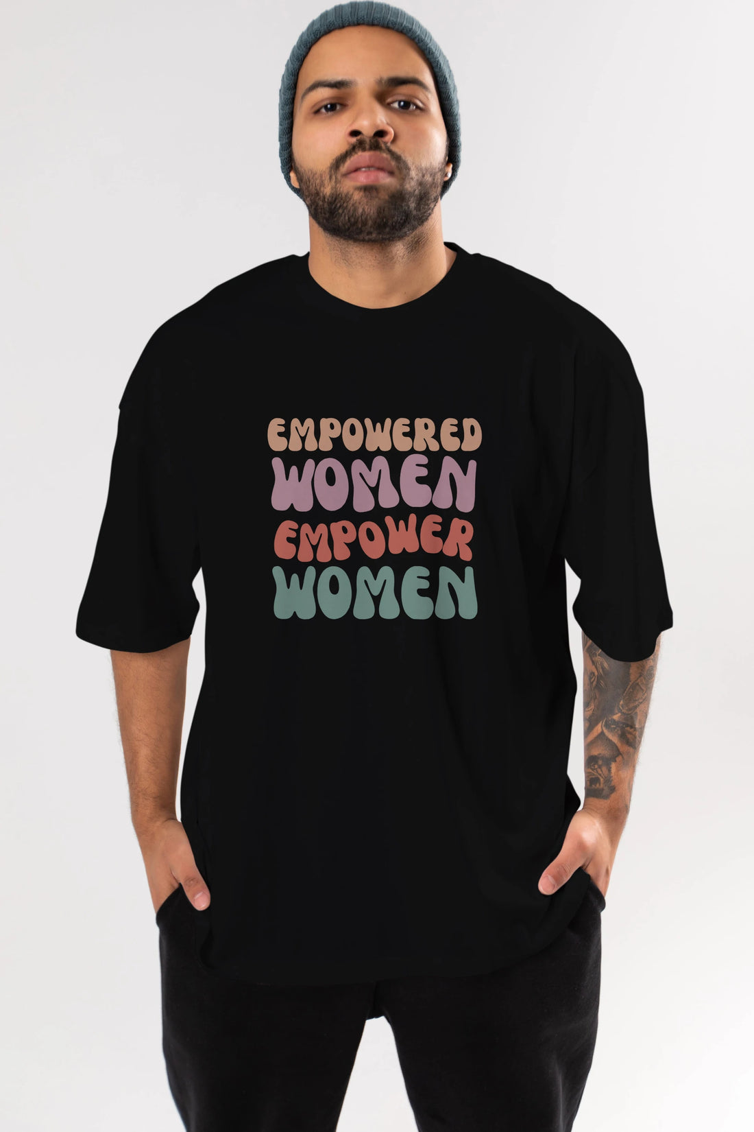 Empowered Women Yazılı Ön Baskılı Oversize t-shirt Erkek Kadın Unisex
