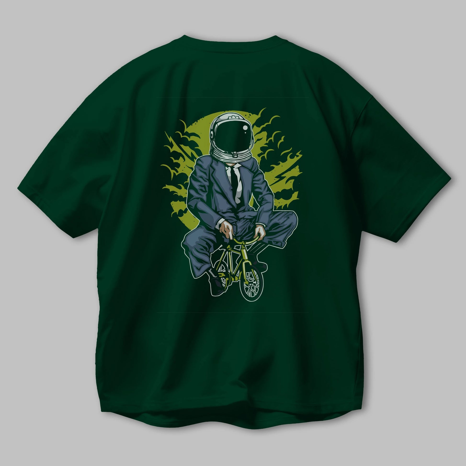 Bike To The Moon Arka Baskılı Oversize t-shirt Erkek Kadın Unisex %100 Pamuk
