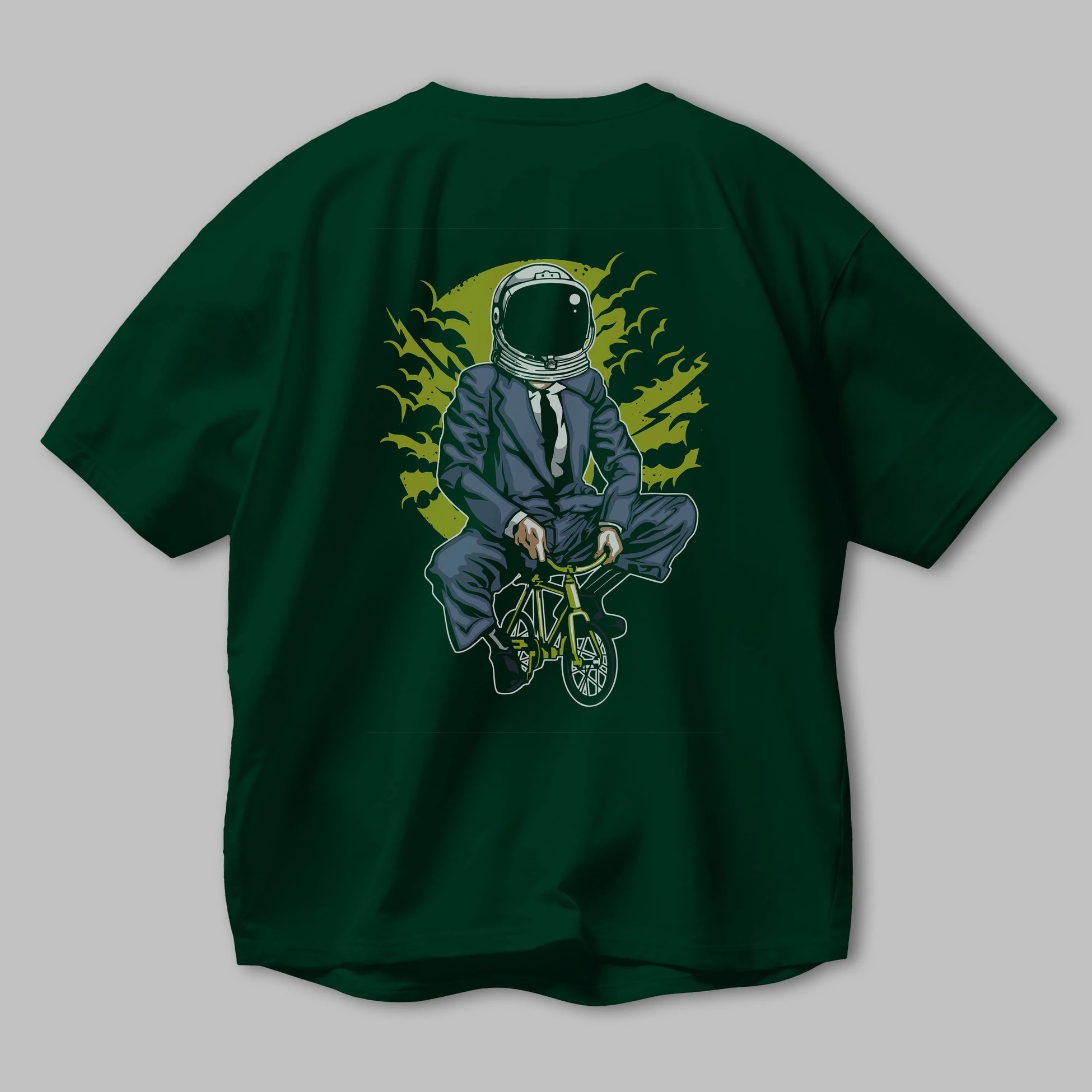 Bike To The Moon Arka Baskılı Oversize t-shirt Erkek Kadın Unisex %100 Pamuk