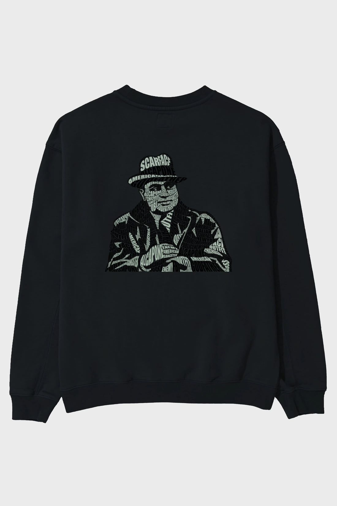 Al Capone Calligram Arka Baskılı Oversize Sweatshirt Erkek Kadın Unisex