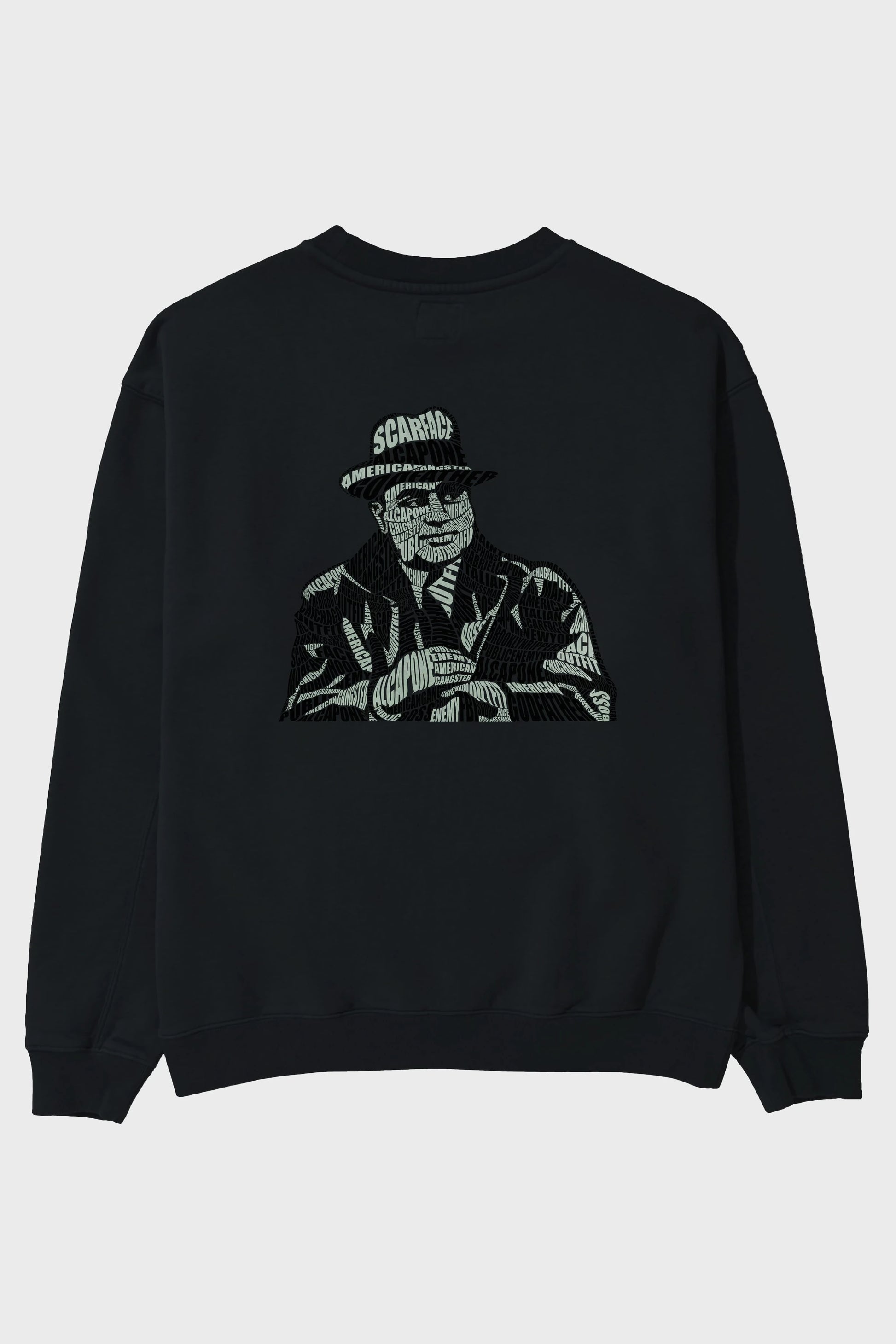 Al Capone Calligram Arka Baskılı Oversize Sweatshirt Erkek Kadın Unisex