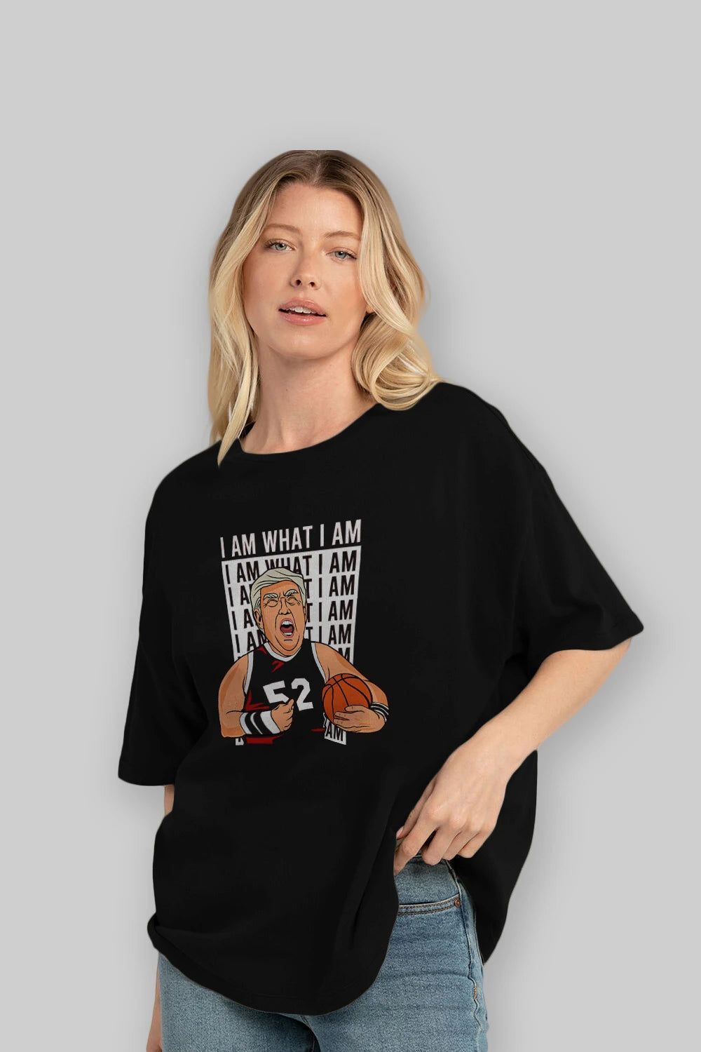Trump Basketball Ön Baskılı Oversize t-shirt Erkek Kadın Unisex %100 Pamuk tişort