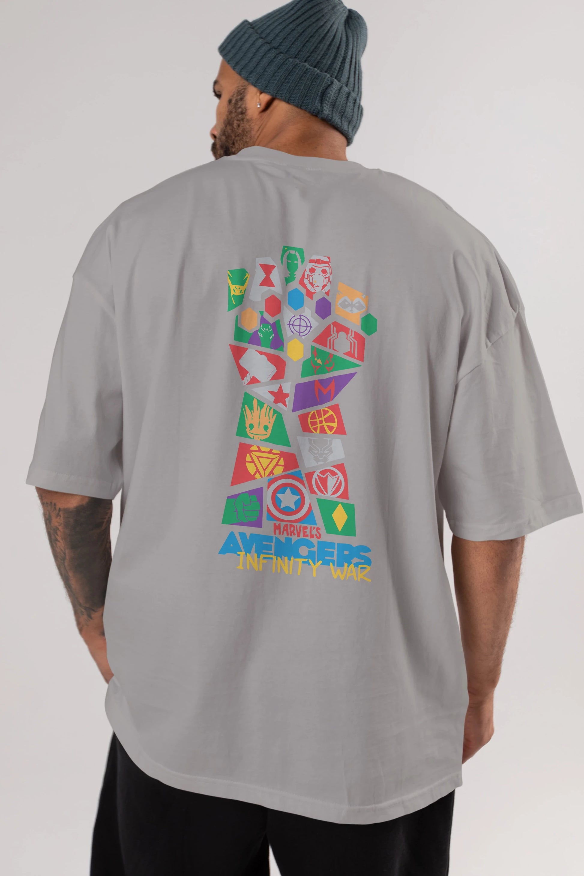 The Avengers Arka Baskılı Oversize t-shirt Erkek Kadın Unisex %100 Pamuk Bisiklet Yaka tişort