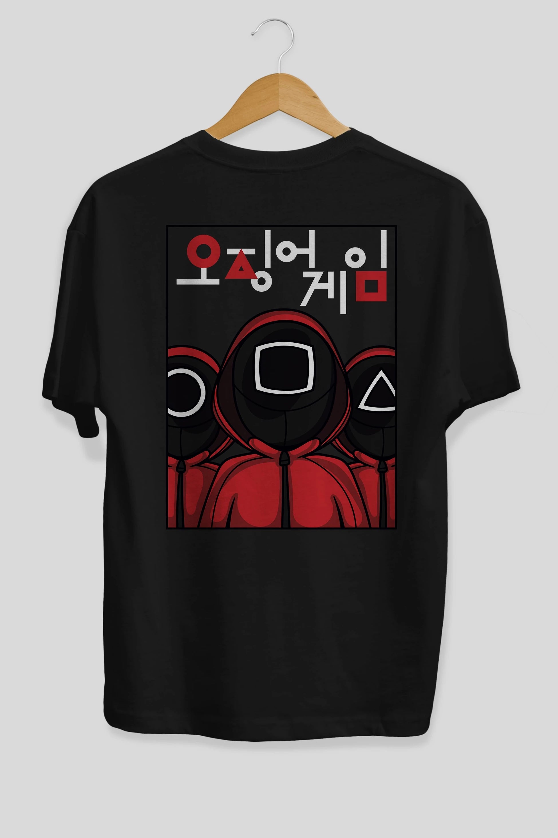 Squid Game (7) Arka Baskılı Oversize t-shirt Erkek Kadın Unisex %100 Pamuk Bisiklet Yaka tişort