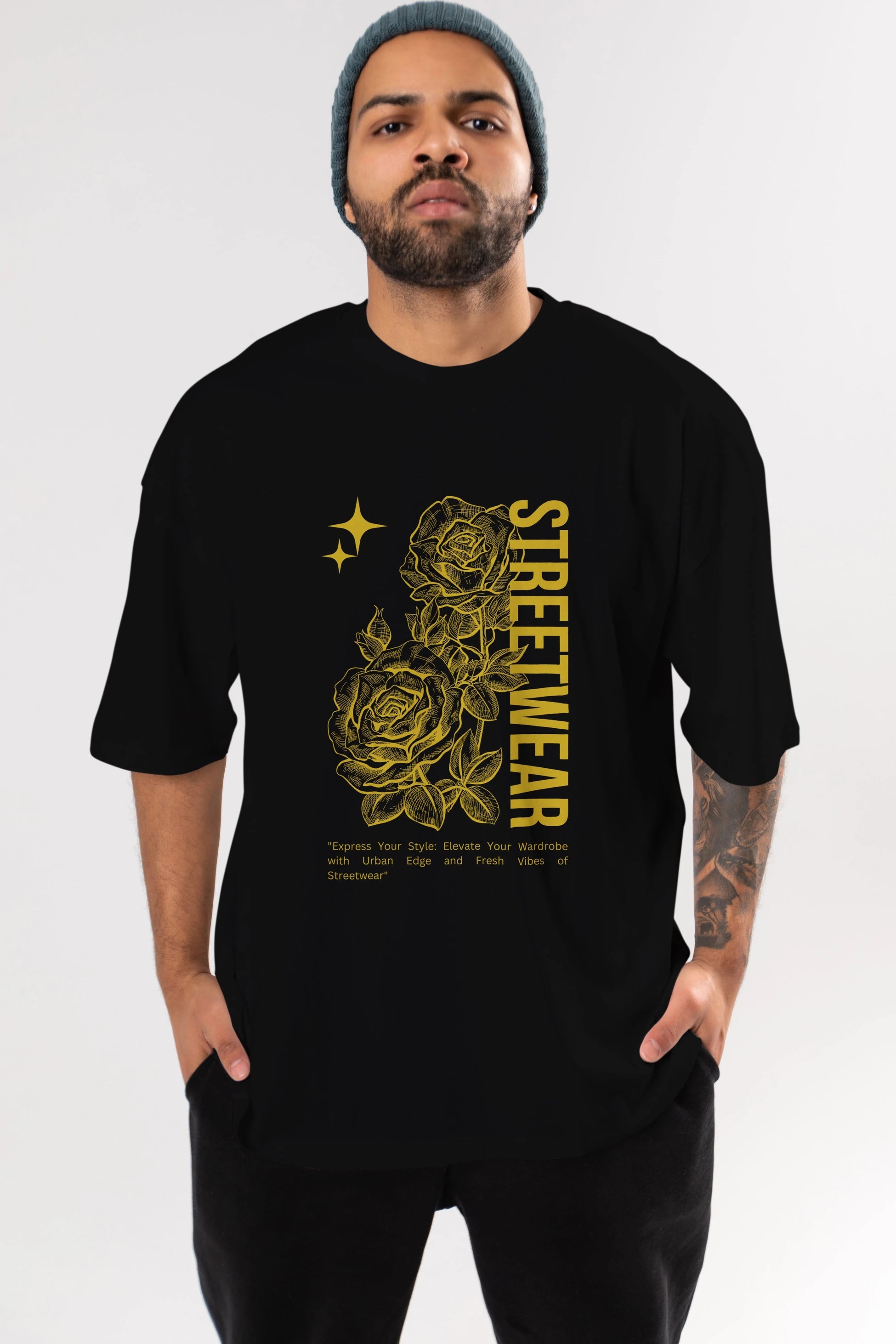 Minimalist Streetwear Ön Baskılı Oversize t-shirt Erkek Kadın Unisex