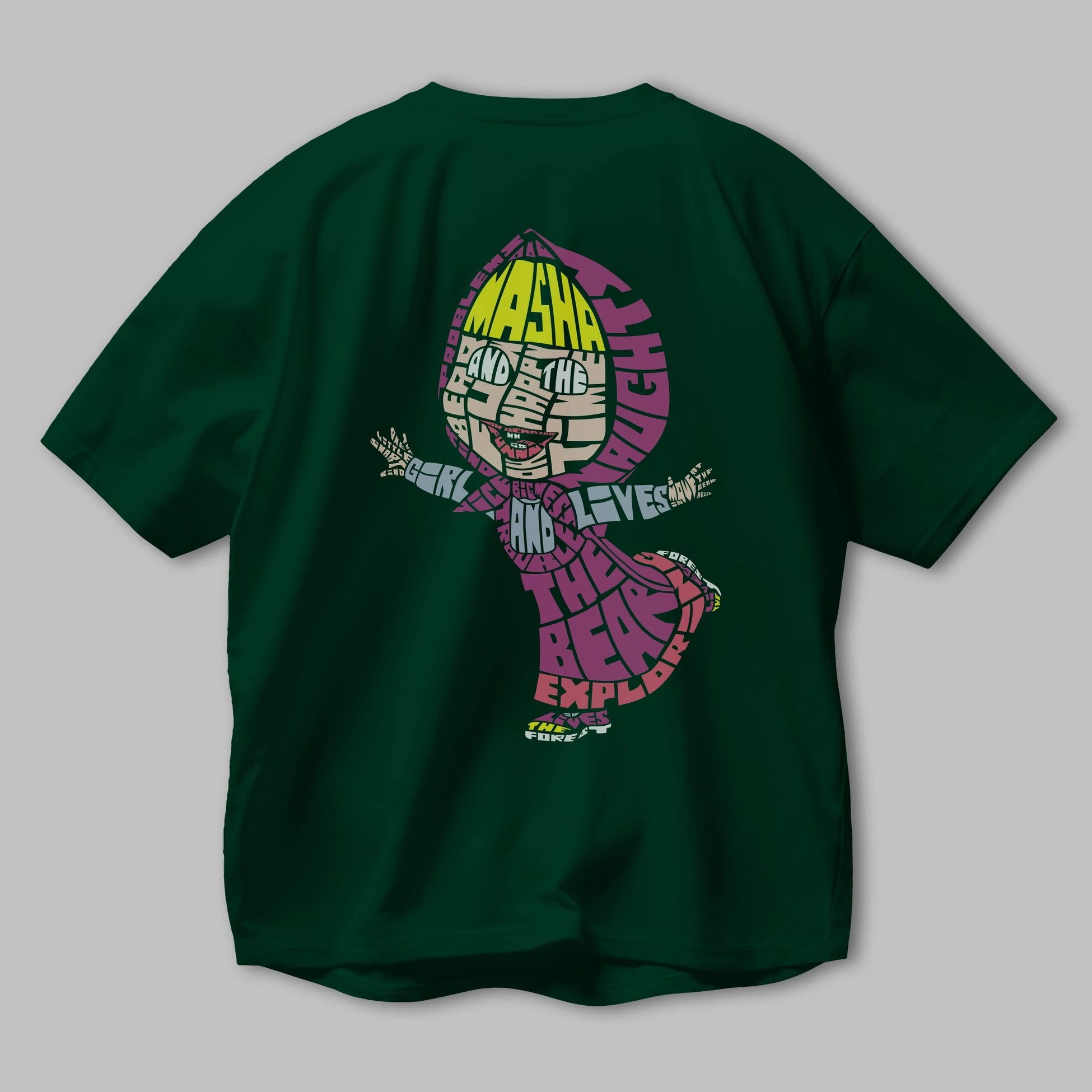 Masha And The Bear Arka Baskılı Oversize t-shirt %100 pamuk Erkek Kadın Unisex