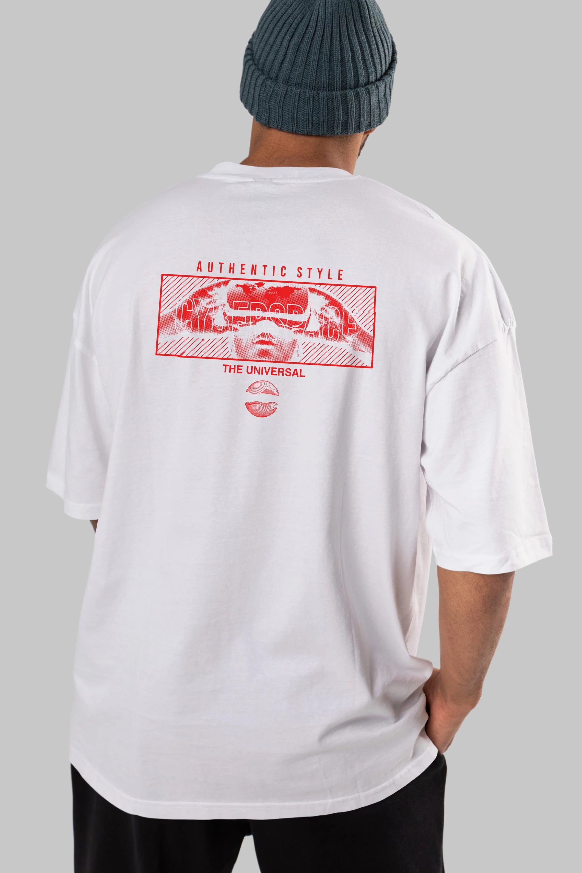 Cyberspace Arka Baskılı Oversize t-shirt Erkek Kadın Unisex