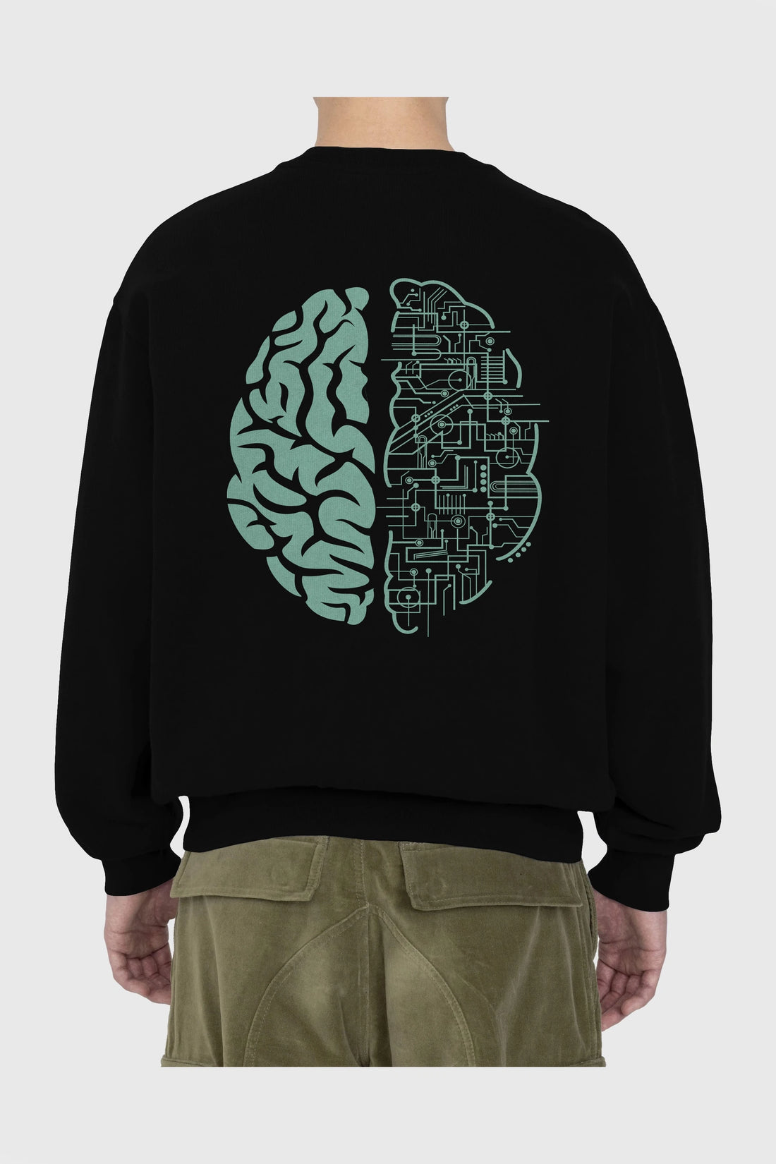 Electric Brain Arka Baskılı Oversize Sweatshirt Erkek Kadın Unisex