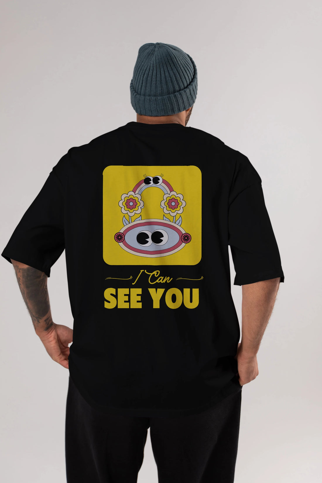 I Can See You Yazılı Arka Baskılı Oversize t-shirt Erkek Kadın Unisex