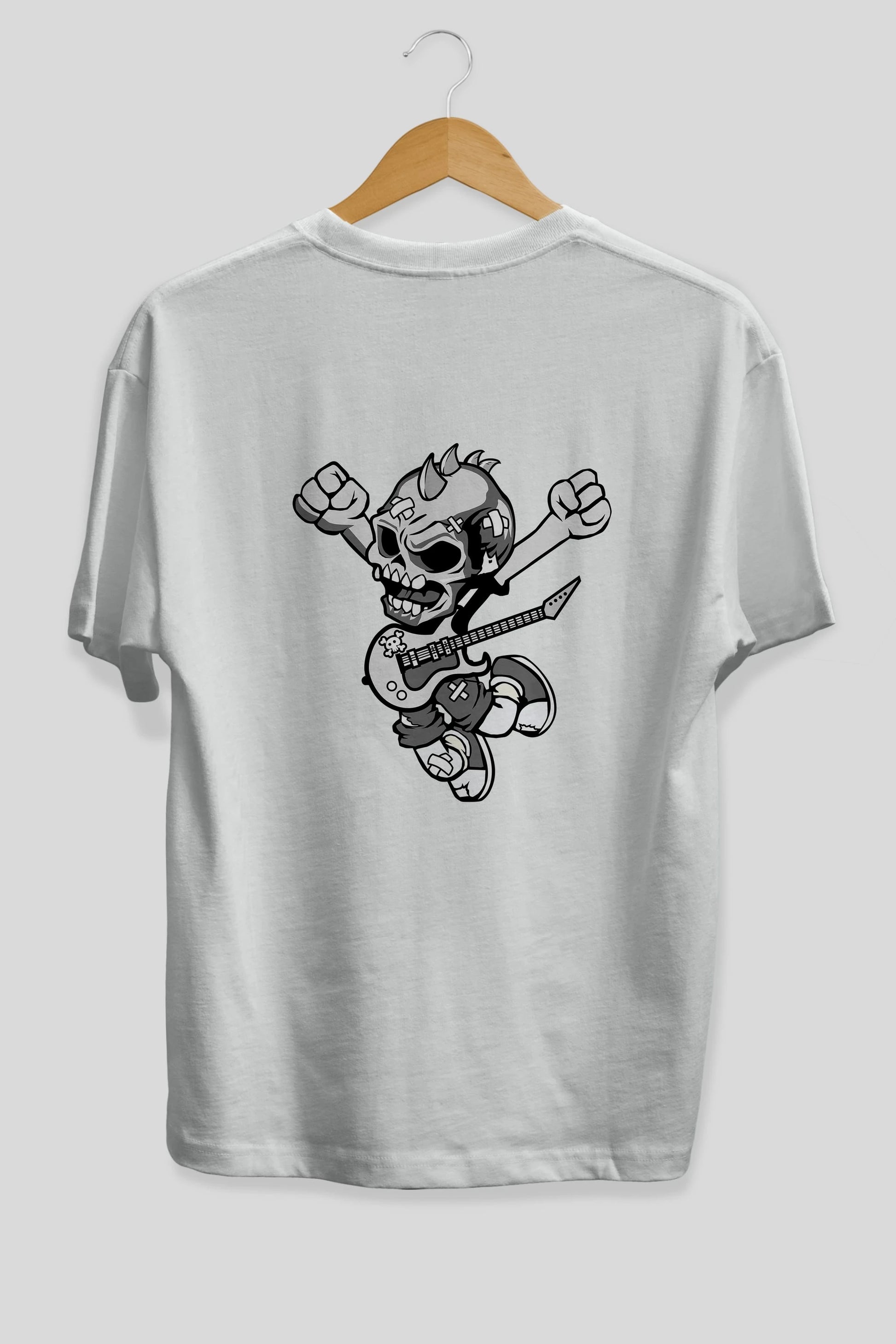 Punk Rocker Metal Guitar Arka Baskılı Oversize t-shirt Erkek Kadın Unisex %100 Pamuk tişort
