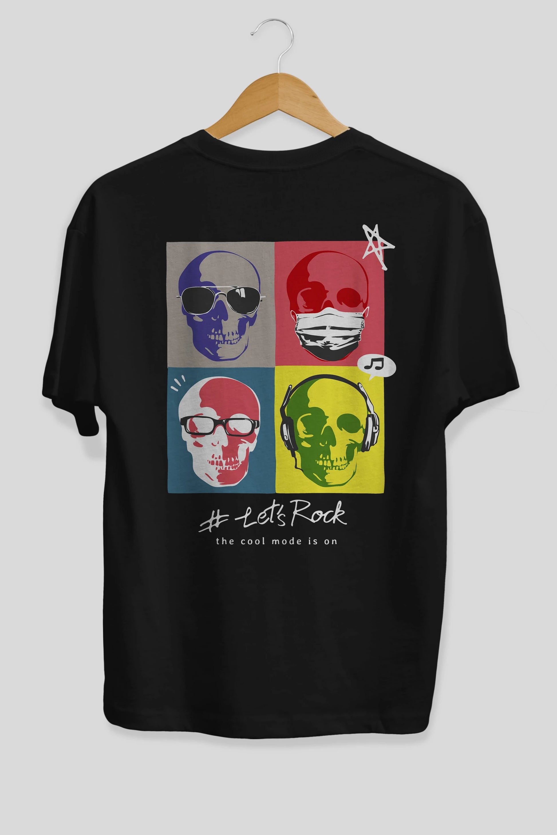 Lets Rock Arka Baskılı Oversize t-shirt Erkek Kadın Unisex