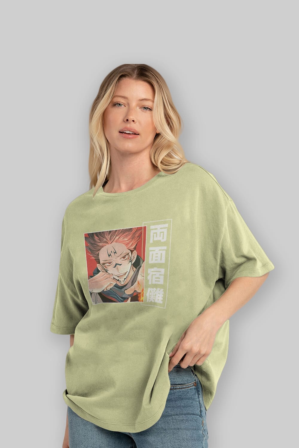 Sukuna Ryoumen 4 Anime Ön Baskılı Oversize t-shirt %100 pamuk Erkek Kadın Unisex