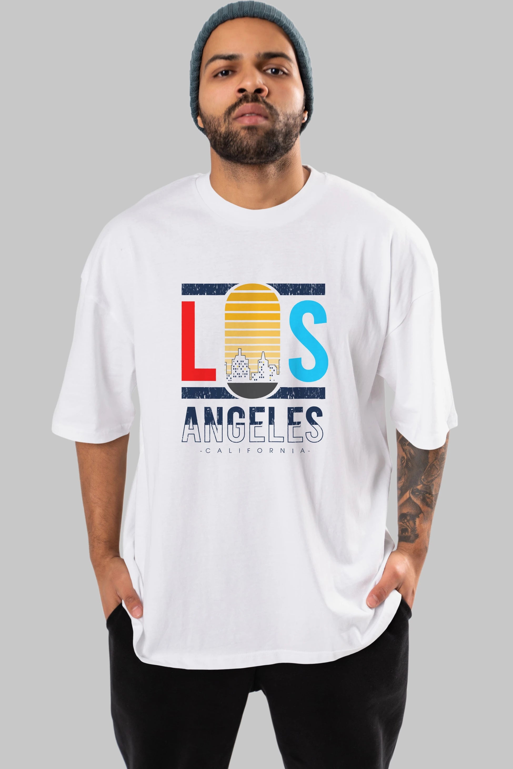 Los Angeles Ön Baskılı Oversize t-shirt Erkek Kadın Unisex
