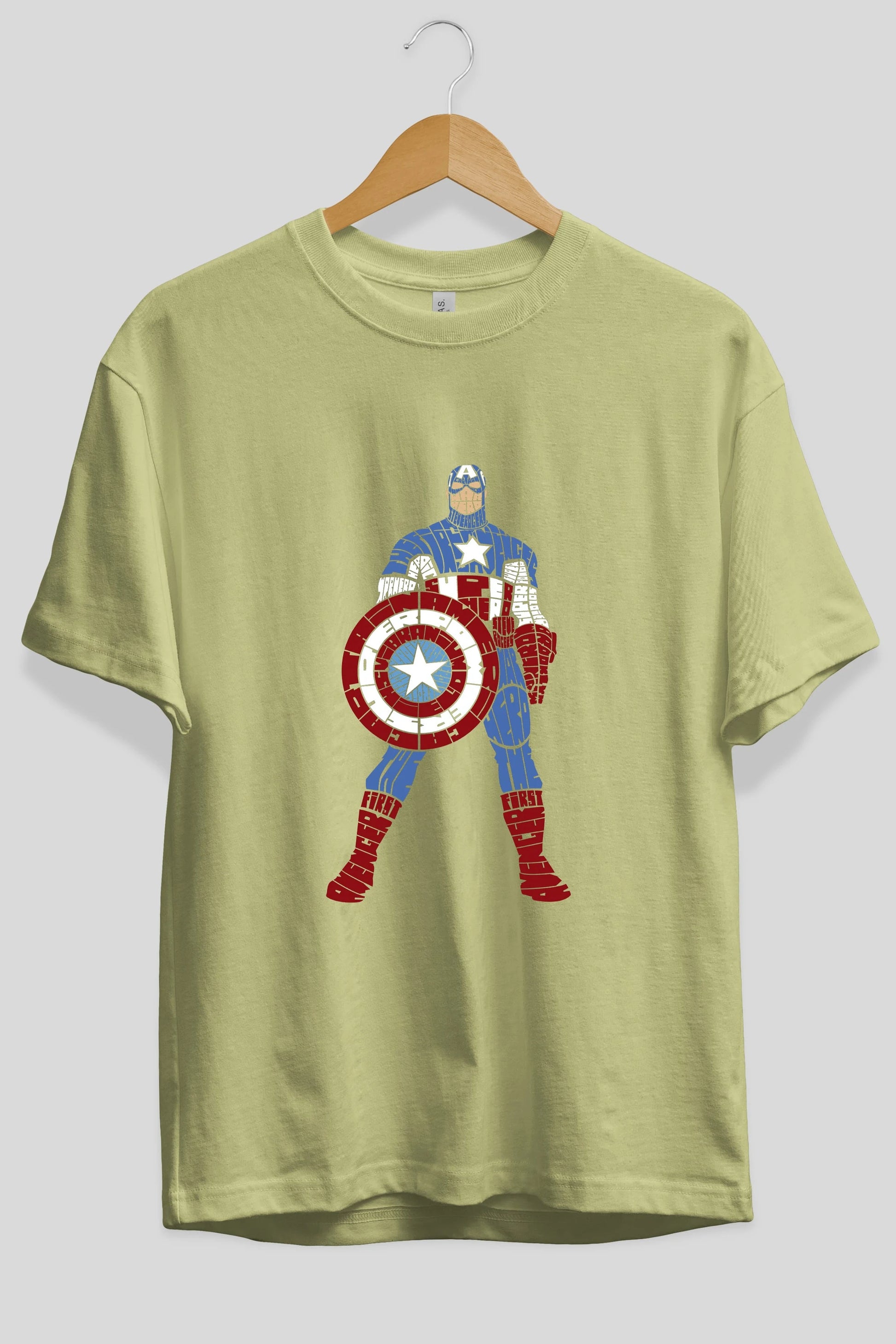 Captain America Ön Baskılı Oversize t-shirt %100 pamuk Erkek Kadın Unisex
