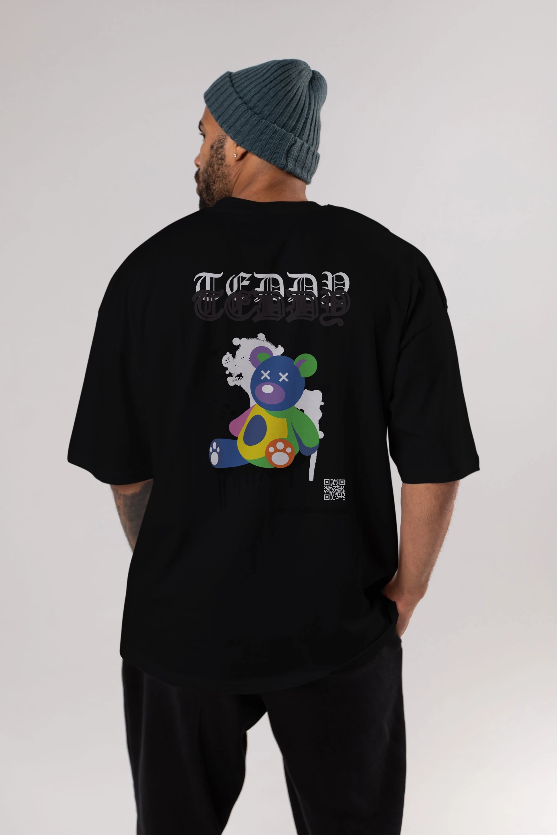 Teddy Bear Arka Baskılı Oversize t-shirt Erkek Kadın Unisex