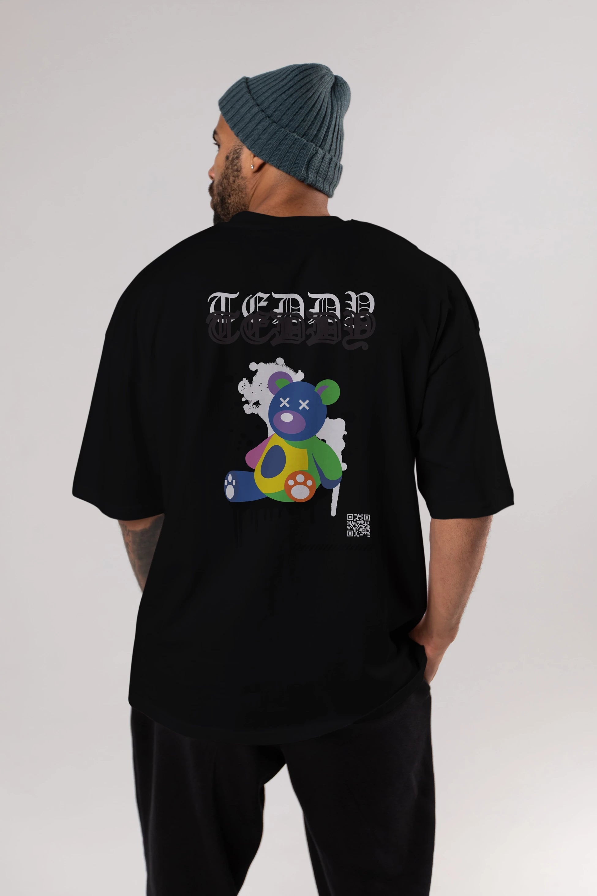 Teddy Bear Arka Baskılı Oversize t-shirt Erkek Kadın Unisex